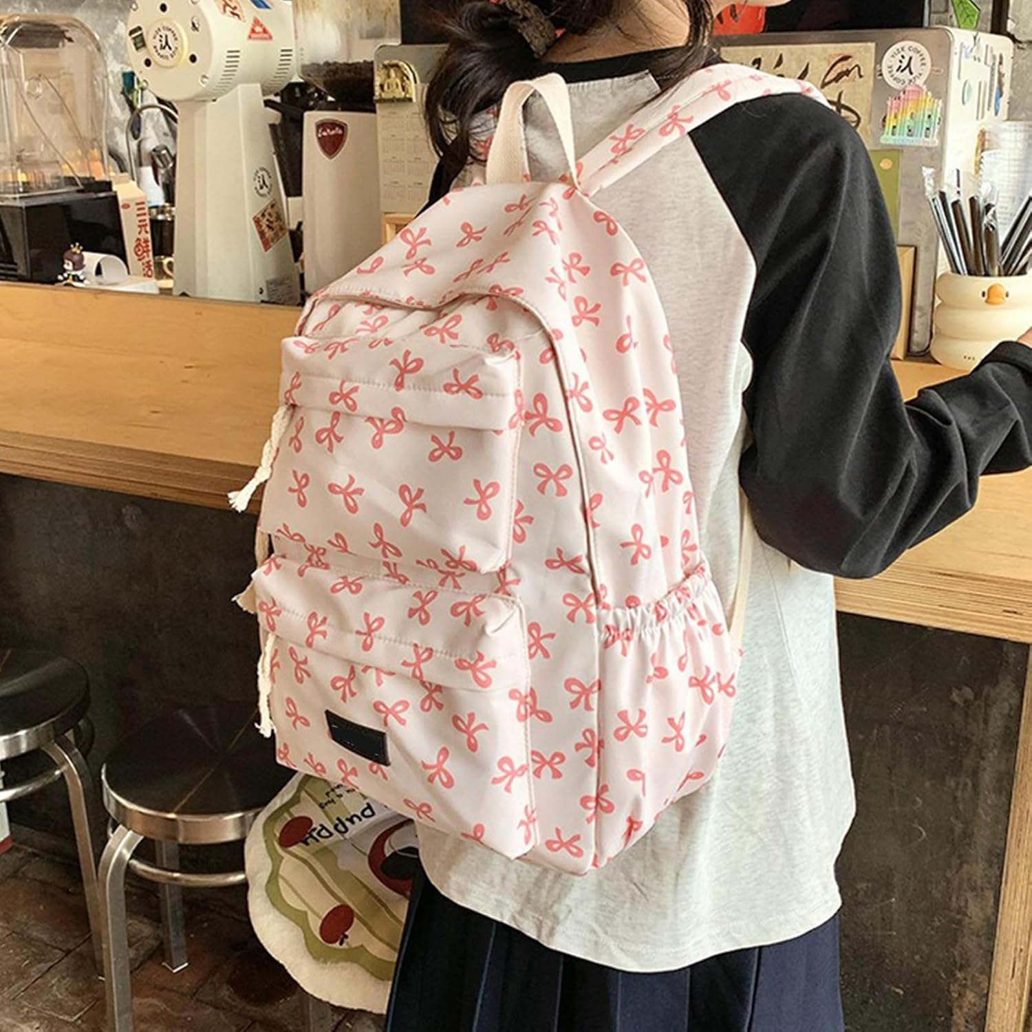 Bow Backpack for Women Girl, Cute Kawaii Aesthetic Travel Daypack, Y2K Preppy Backpack Bag - Blue A image number 4