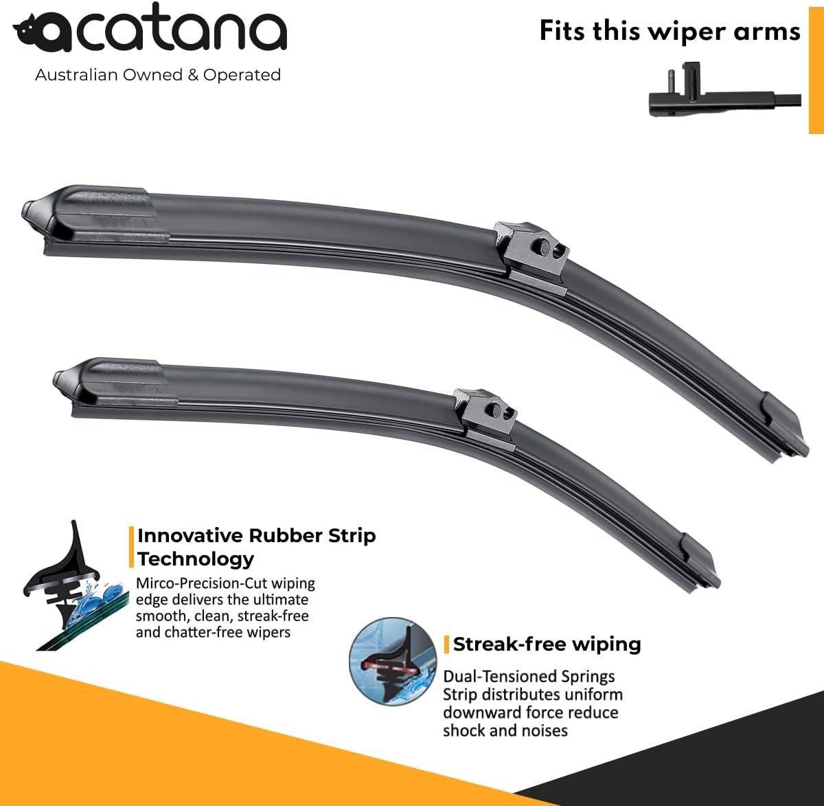 Windscreen Wiper Blades for Holden Astra AH 2004-2009 Set 22" + 18" Inches Sizes Front Replacement Driver Passenger Side Pair Wipers (2 Pcs Kit) image number 6
