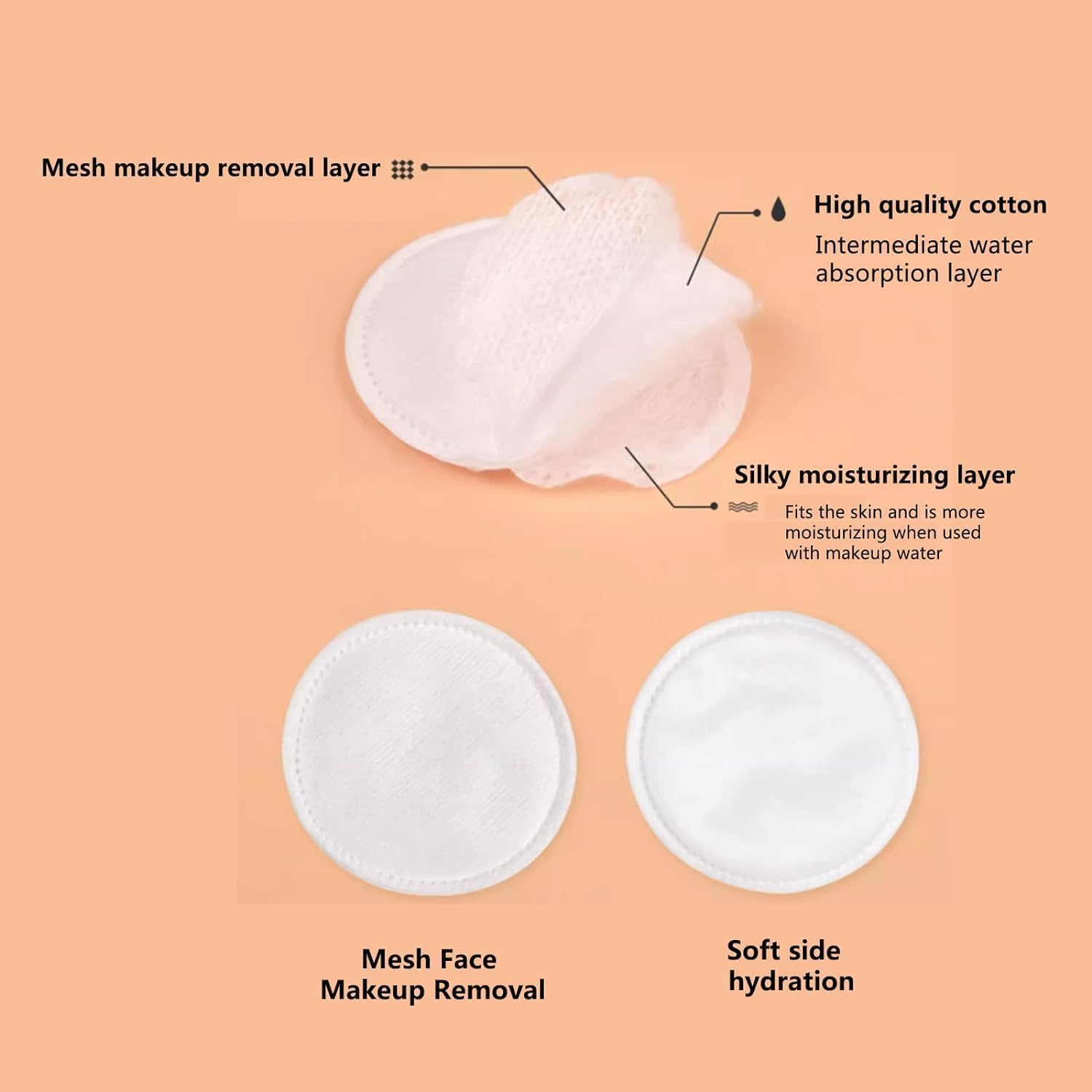3 Packs 300 Sheets Premium Cotton Rounds ，For Facefacial Lip & Eye Makeup Remover Pads, Effective Cosmetic Cotton Round,Hypoallergenic, Lint-Free image number 6