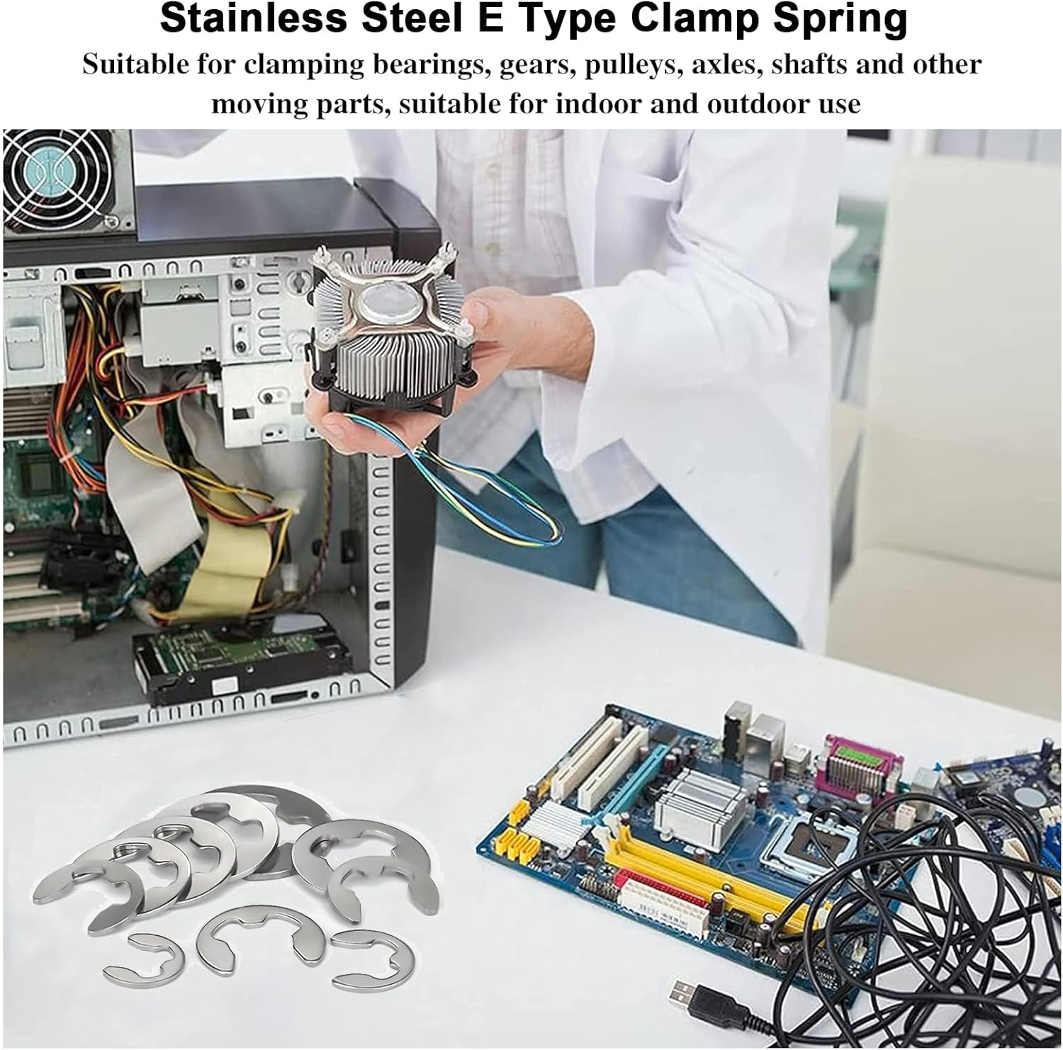 E-Clip Retaining Rings Assortment Set,290Pcs 304 Stainless Steel 1.2-15Mm,13 Different Sizes E Circlip Retainer Rings for Projects Car Engines,Locking Mechanisms and Other Shafts