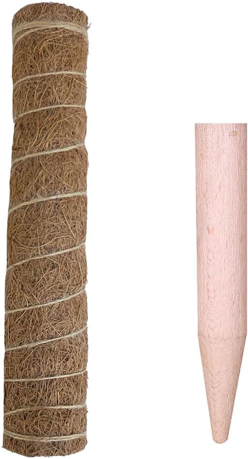 AIMALL 6 Pack Natural Coco Coir Climbing Pole 15.7In for Indoor Plants, Coconut Palm Stick Plant Support with Solid Wood Core for Potted Vine, Moss, Monstera, Rose image number 3