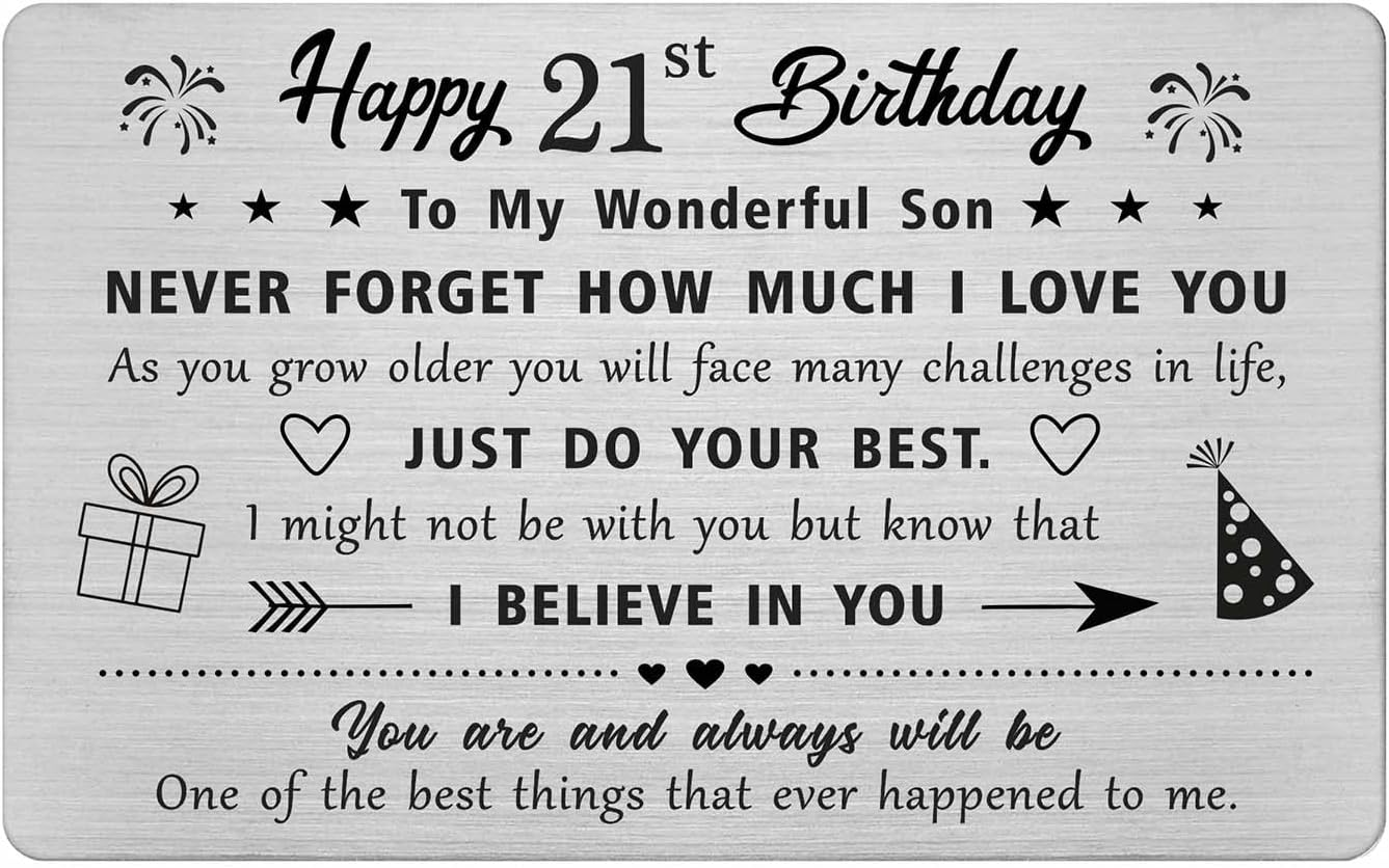 Son 19Th Birthday Card, Birthday Gifts Card for 19 Year Old Son, Metal Engraved Wallet Card image number 5