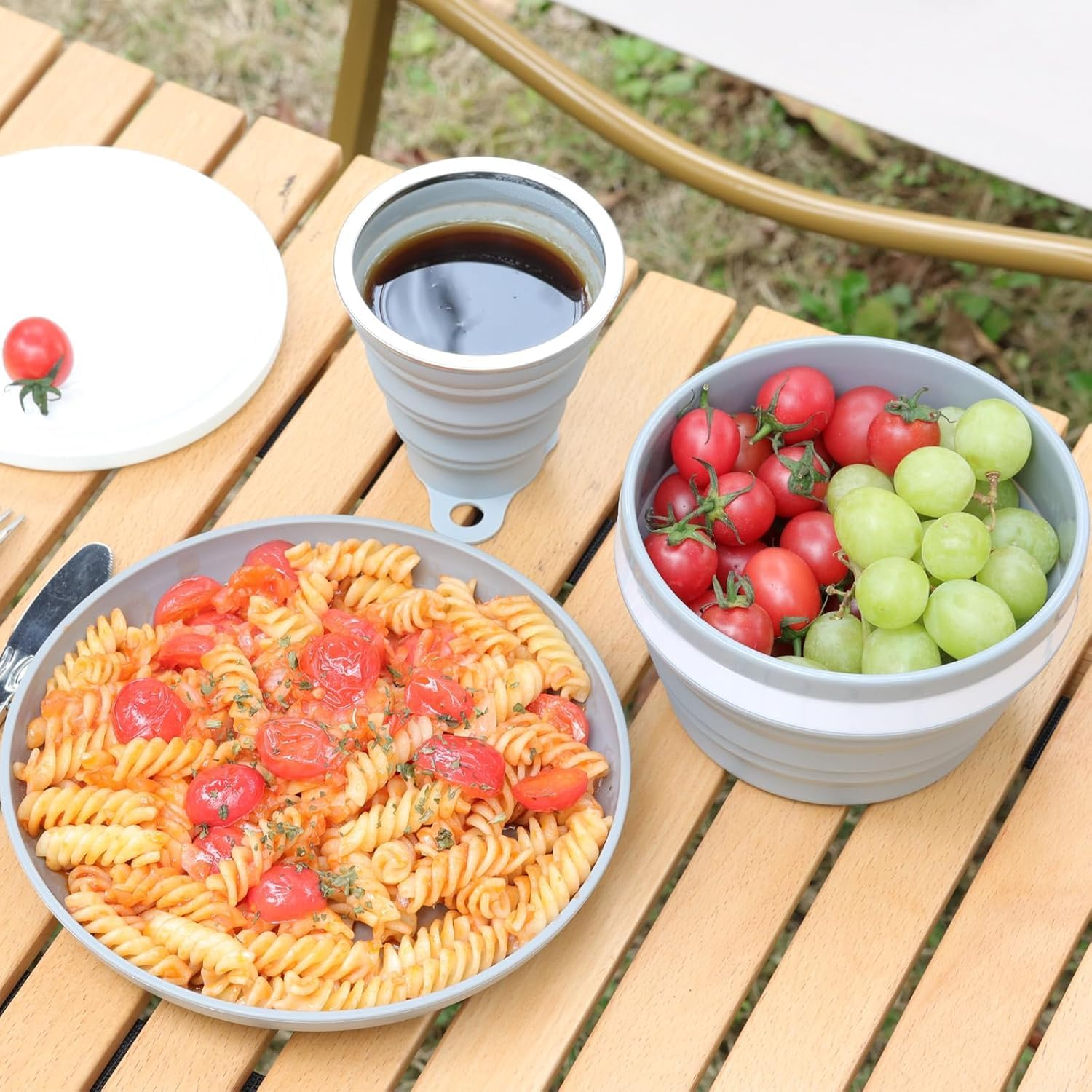 Camping Plate Bowl Cup Cutlery Set for 1, Folding Portable Camping Plates and Bowls Set, Crockery Sets for Hiking, Travel & Outdoor image number 5