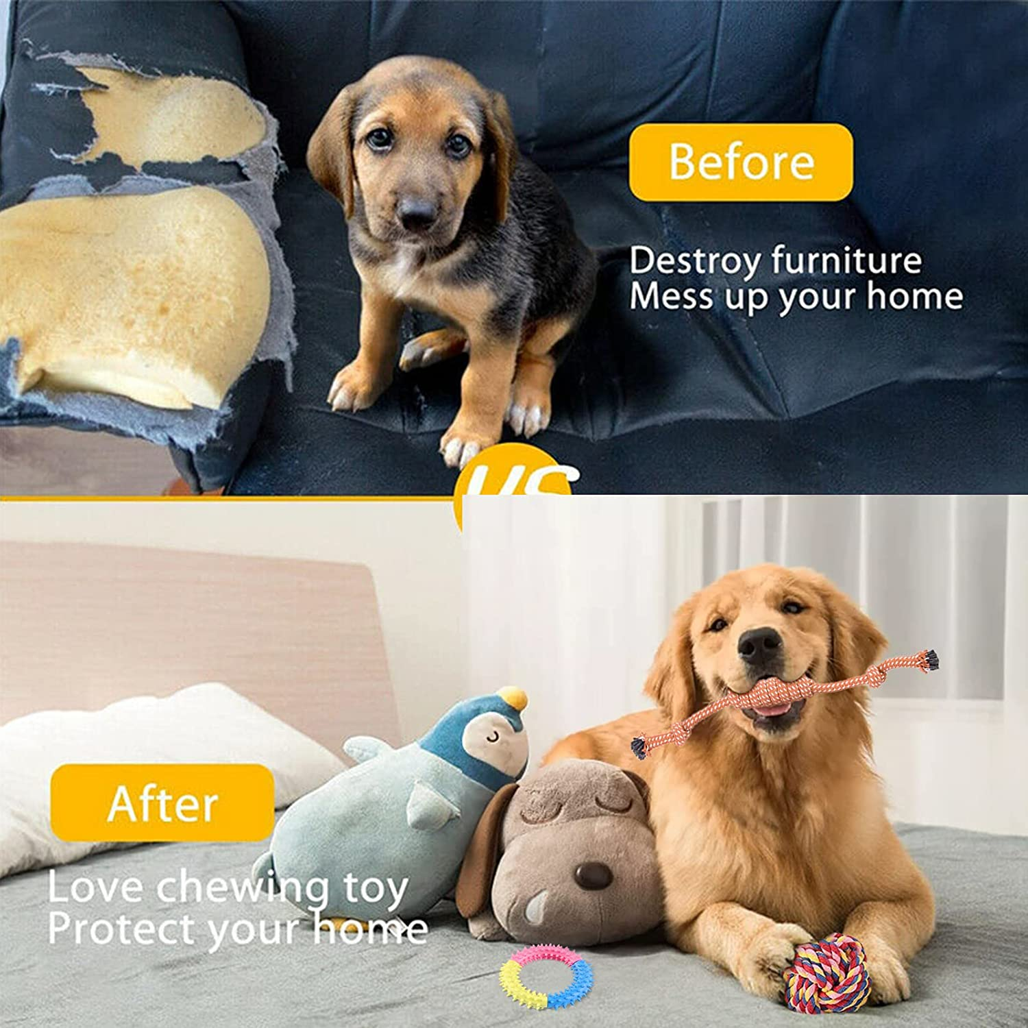 12 Pcs Dog Rope Toys Set, Durable Dog Rope Toys for Small Pets Dogs, Puppy Toys Set Dog Chew Toys for Interactive, Teething Training, Relieve Boredom and Stress for Small Medium Dogs image number 5