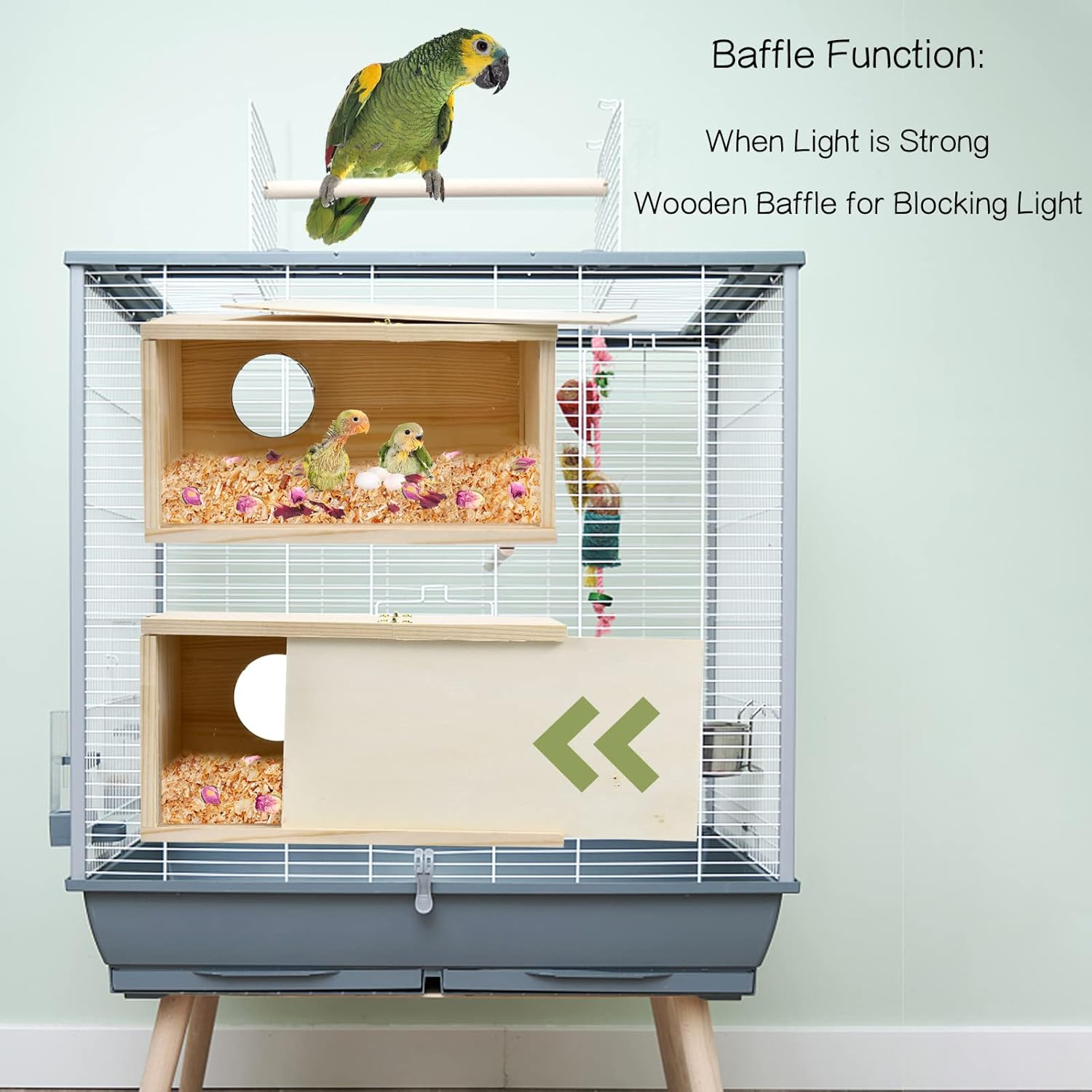 Cooshou Parakeet Nesting Box Cockatiel Nesting Natural Pine Bird Nest Bird Breeding Box House Acrylic Transparent Bird Box with Detachable Wooden Board for Lovebirds Cockatiel Budgie Conure Parrot L