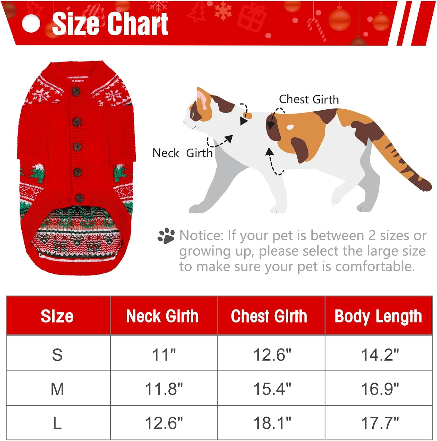 EXPAWLORER Cat Christmas Sweater - Stylish Knitted Christmas Pet Outfit, Soft Clothes for Cats Only, Knitwear Xmas Sweater with Sleeve Warm Apparel, Kitten Clothes for All Cats, Small image number 1