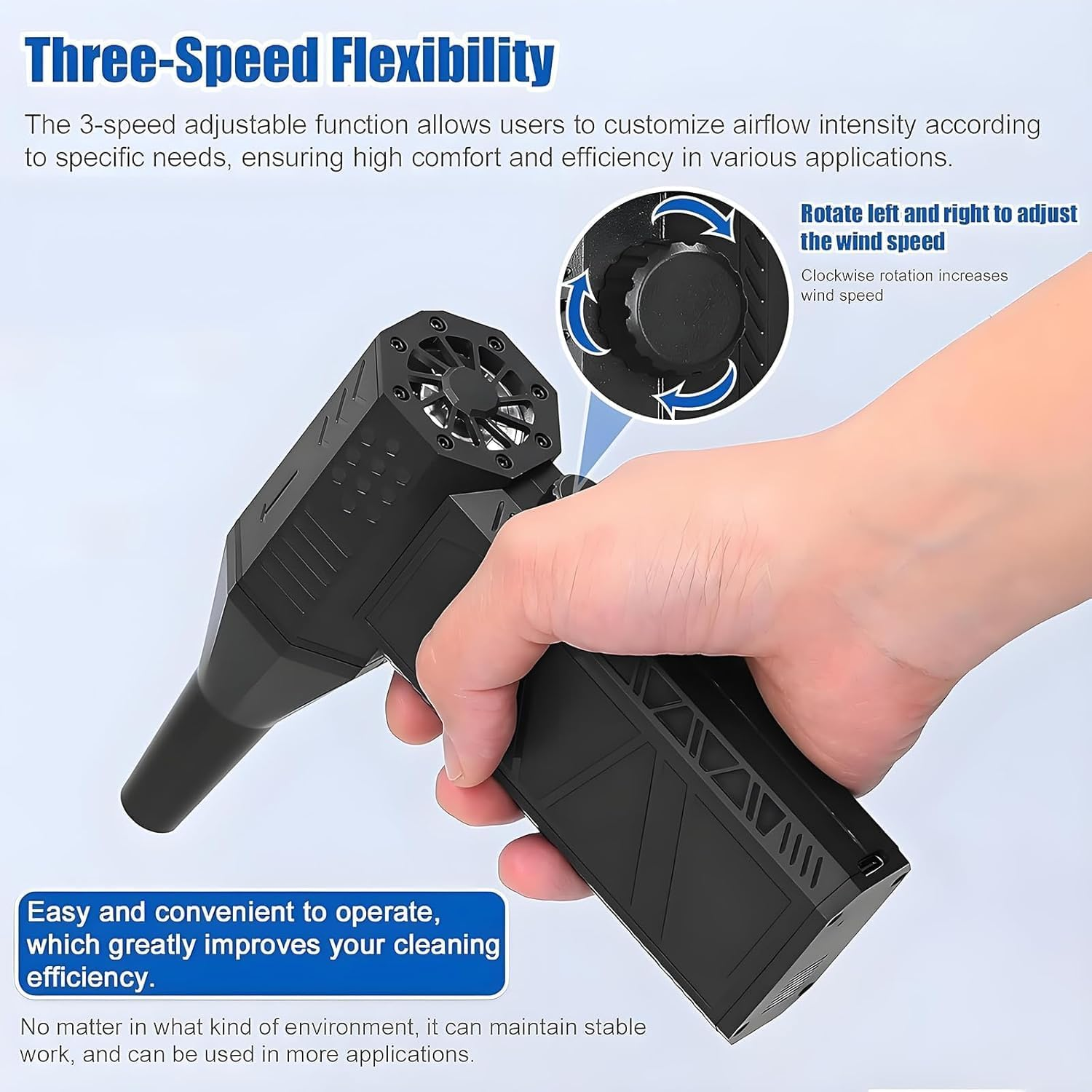 Cordless Car Blower & Air Duster, 130,000 RPM 130MPH, for Auto Interior Drying, Keyboard, Electronics, Home and Outdoor Cleaning(Black) image number 4