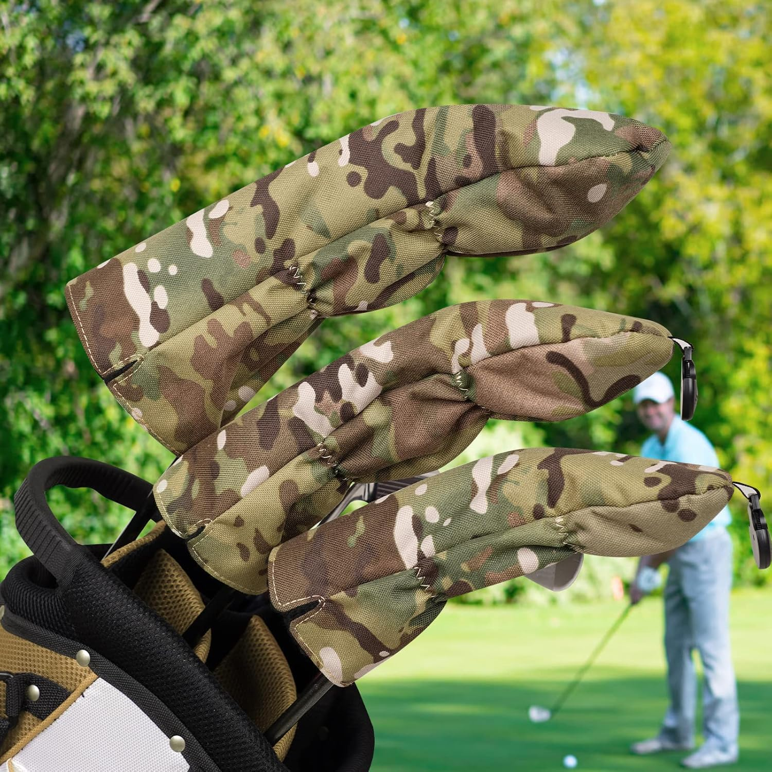 3 Pack Camouflage Golf Club Head Covers for Driver, Fairway Woods and Hybrid, Golf Iron Covers 12 PCS image number 2