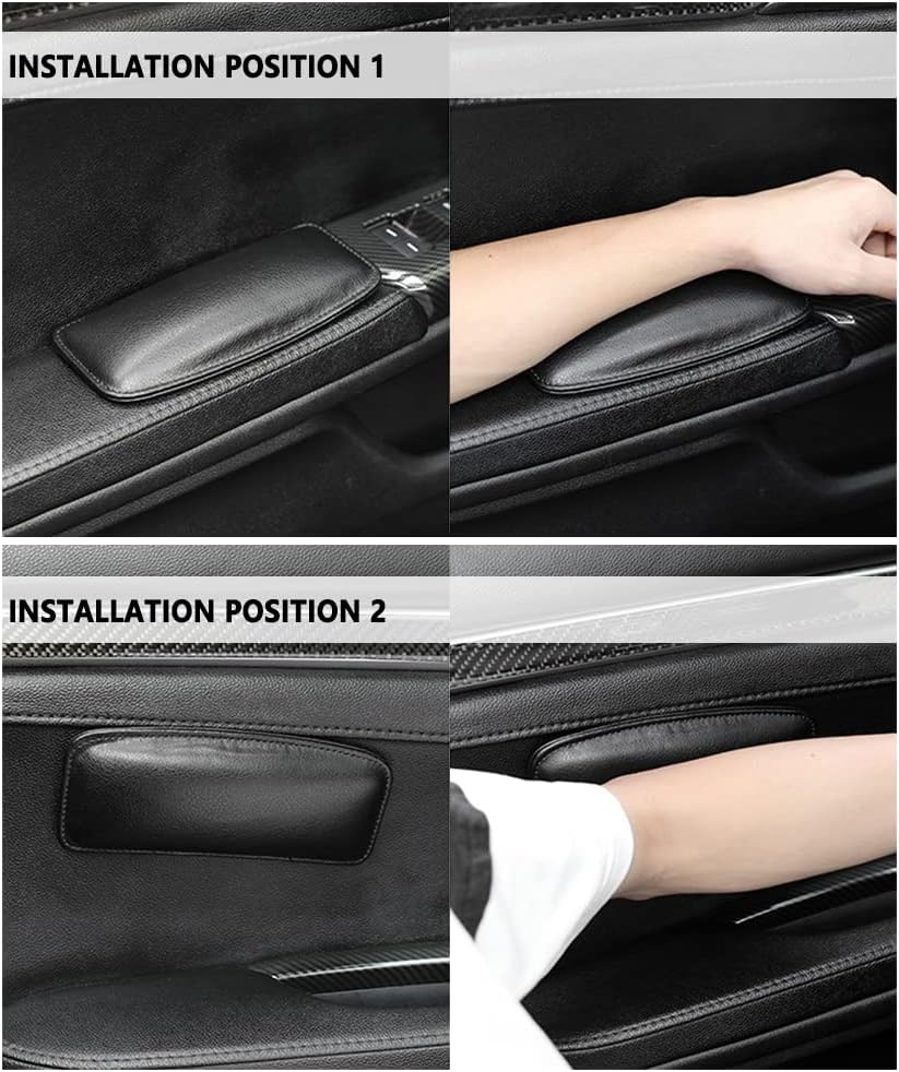 2PCS Car Knee Cushion,Soft Leather Car Door Armrest Pad for Knee Leg Elbow,Universal Car Center Console Cushion Pad Comfort Pillow for Automotive Interior Accessories (Black) image number 1