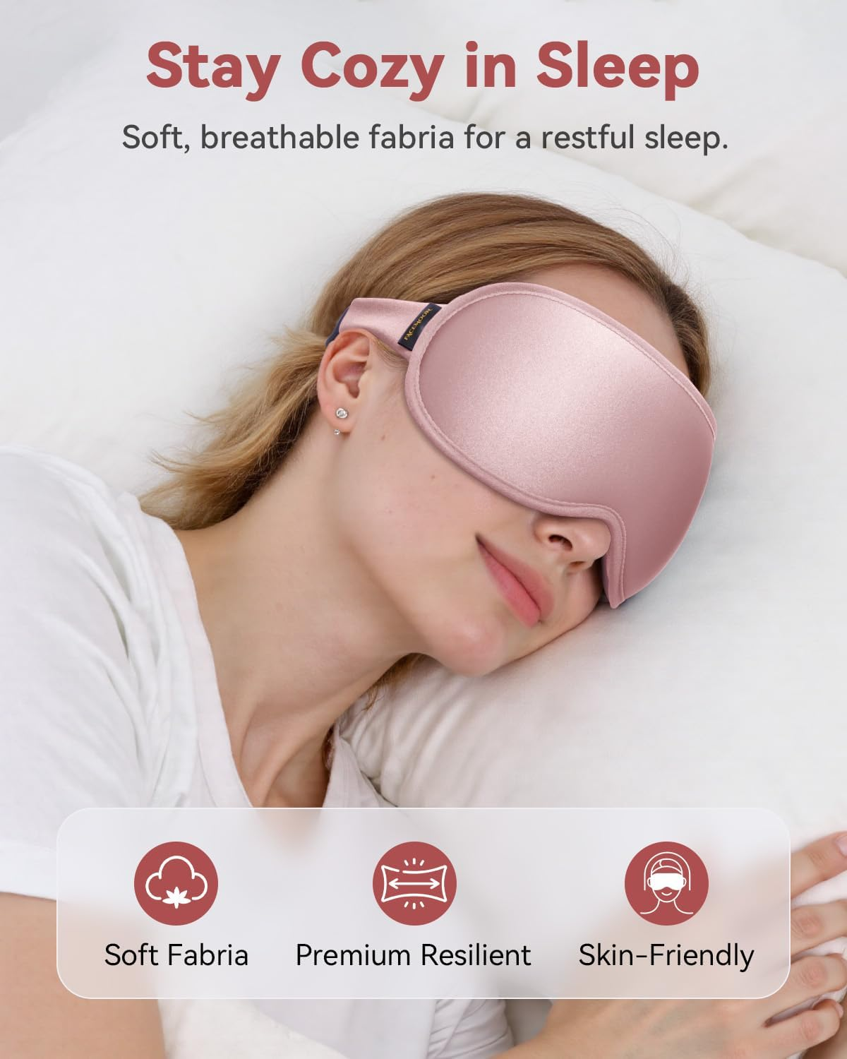 Sleep Mask for Women Men - 3D Contoured Cup, Weighted Sleep Mask, Light Blocking, FACEMOON Eye Mask for Sleeping, Soft Memory Foam, Night Shift Nurse, Travel, and Long Flight Essentials(Pink) - Pink image number 6