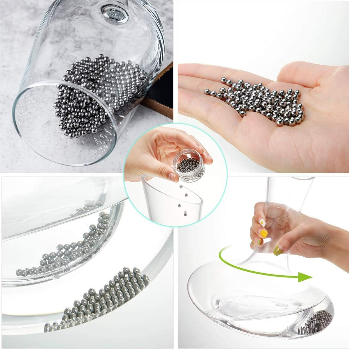 500 Granule Stainless Steel Decanter Cleaning Beads and Wine Brush - Multi-Function Household Cleaning Tools for Decanter, Champagne Flutes, Goblets, Glasses, and Cups image number 4