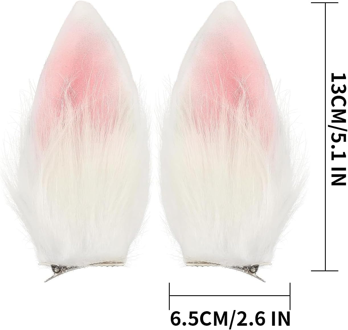 Fluffy Bunny Ear Hair Clip-White Rabbit Ears for Easter, Halloween, and Cosplay Costume Accessories for Bunny Girls and Women image number 3
