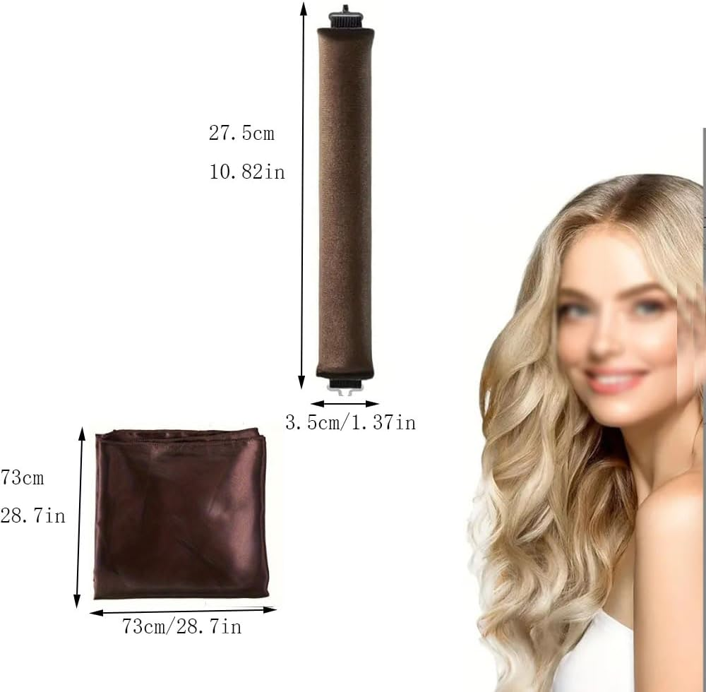Armastuse Hair Curler,4 Pcs Heatless Curls Overnight Blowout Rods Rods with Silk Scarf, Soft Velvet Material for Women Girls Long Hair,Hair Curlers No Heat for All Hairs Types(Brown) image number 1