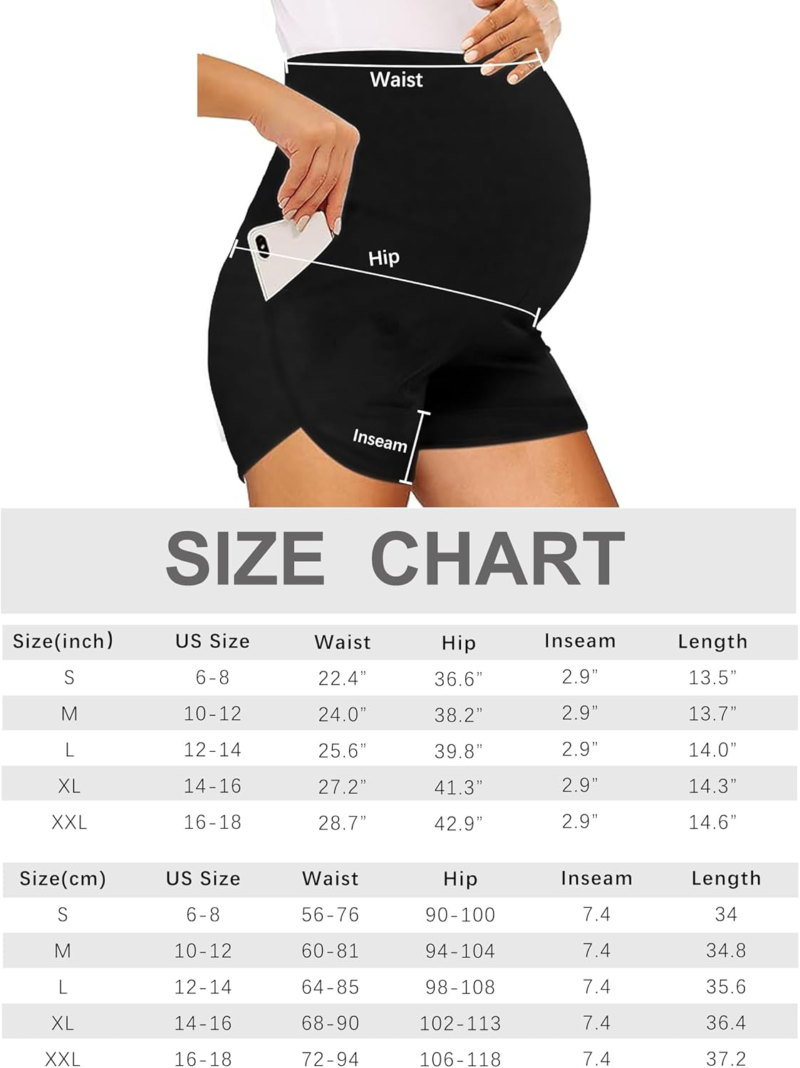 Peauty Maternity Shorts over the Belly with Pockets, Pregnancy Lounge Shorts, Before, during after Pregnancy image number 5