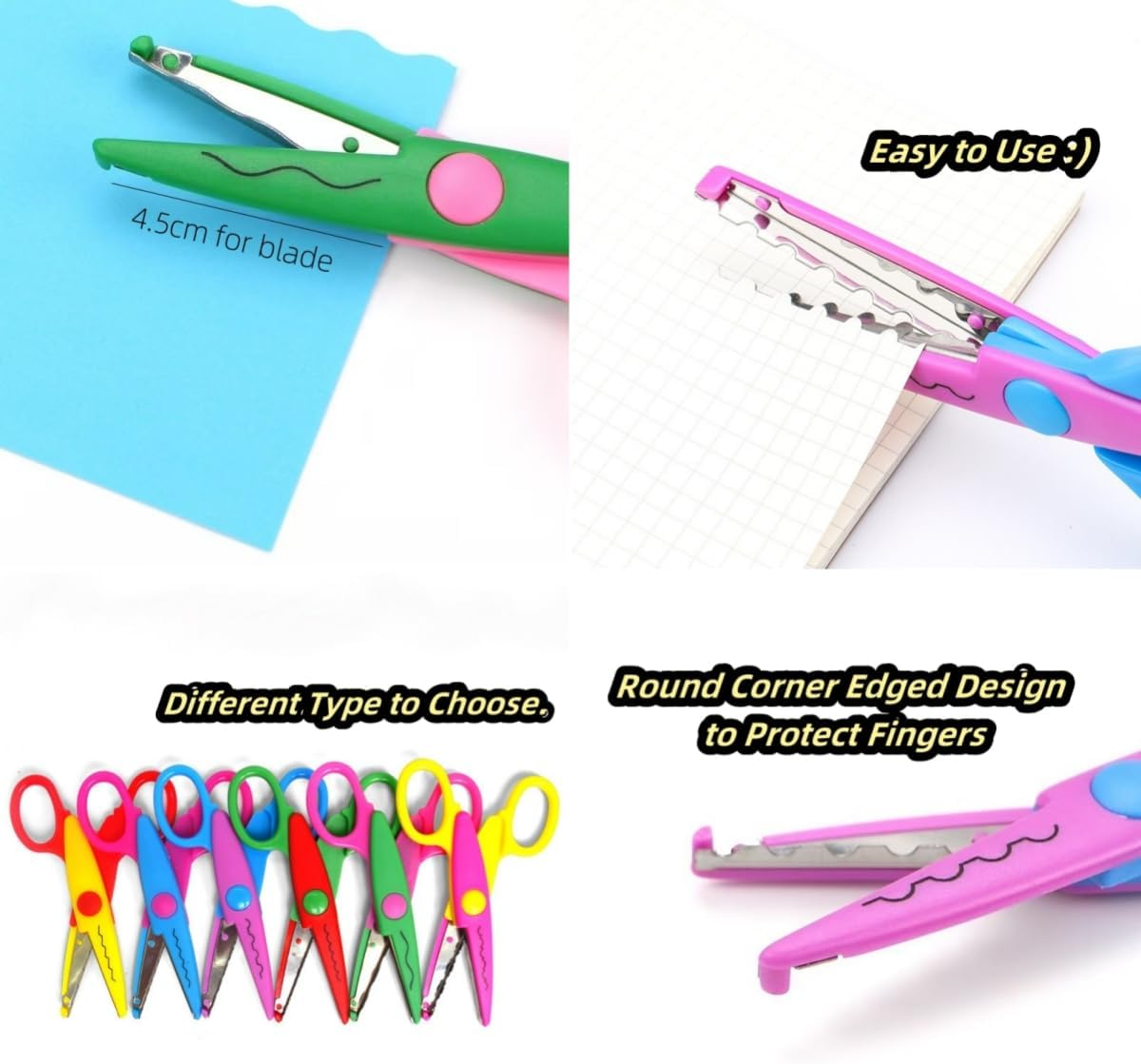 Paper Edge Scissors Set 6 PCS Craft Scissors Decorative Craft Art Scissors Set,Safety Design Art Zigzag/Wave/Stamp/Castle Scissors for Crafting/Photo Decoration/Diy Scrapbook/Greeting Cards,Etc image number 2