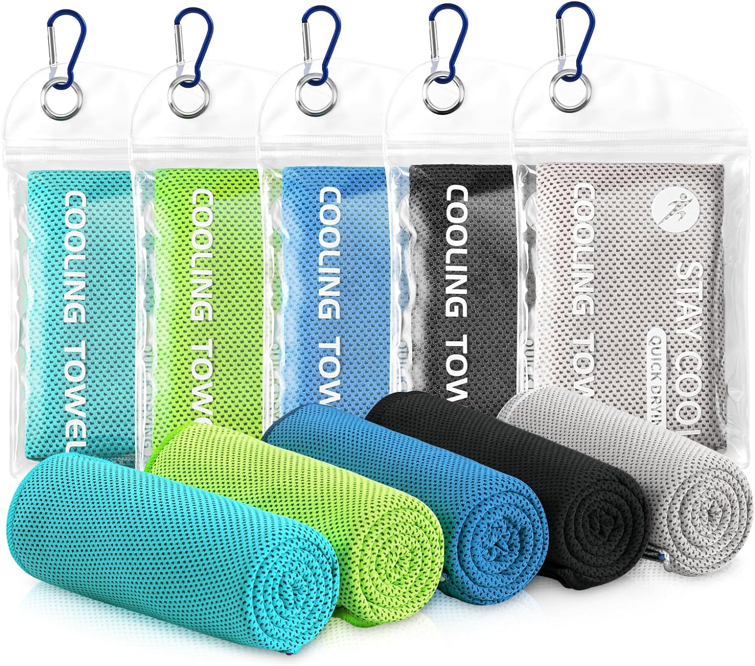 Ymomode Cooling Towels - 5 Pack Gym Towels, Gym Towel for Working Out, Yoga Towel, Quick Dry Towel for Running, Camping, Fitness & More Activities