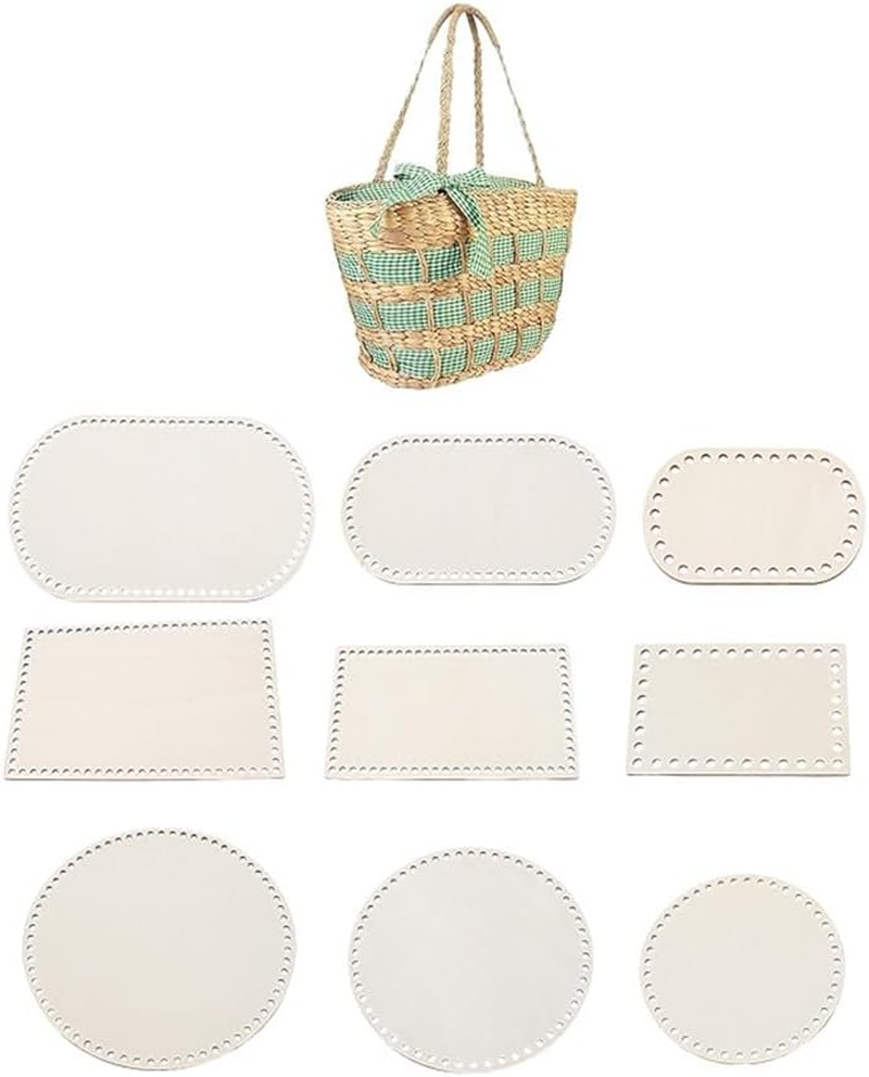 9 Pcs Wooden Crochet Bag Bottom Base,Diy Handbag Bottom Shaper Pad,Blank Crochet Basket Base with Holes Bag Bottom,For Knitting and Purse Making Accessories image number 4