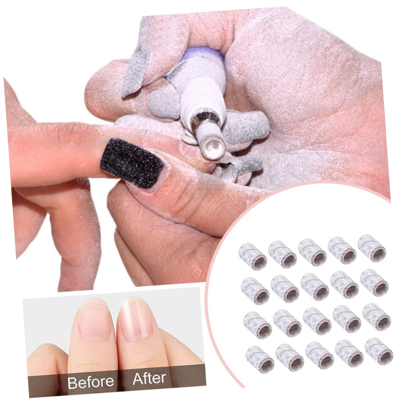 NOLITOY Nail Drill Sanding Bands 200Pcs Set Includes White Sanding Bands for Nail Art Makers