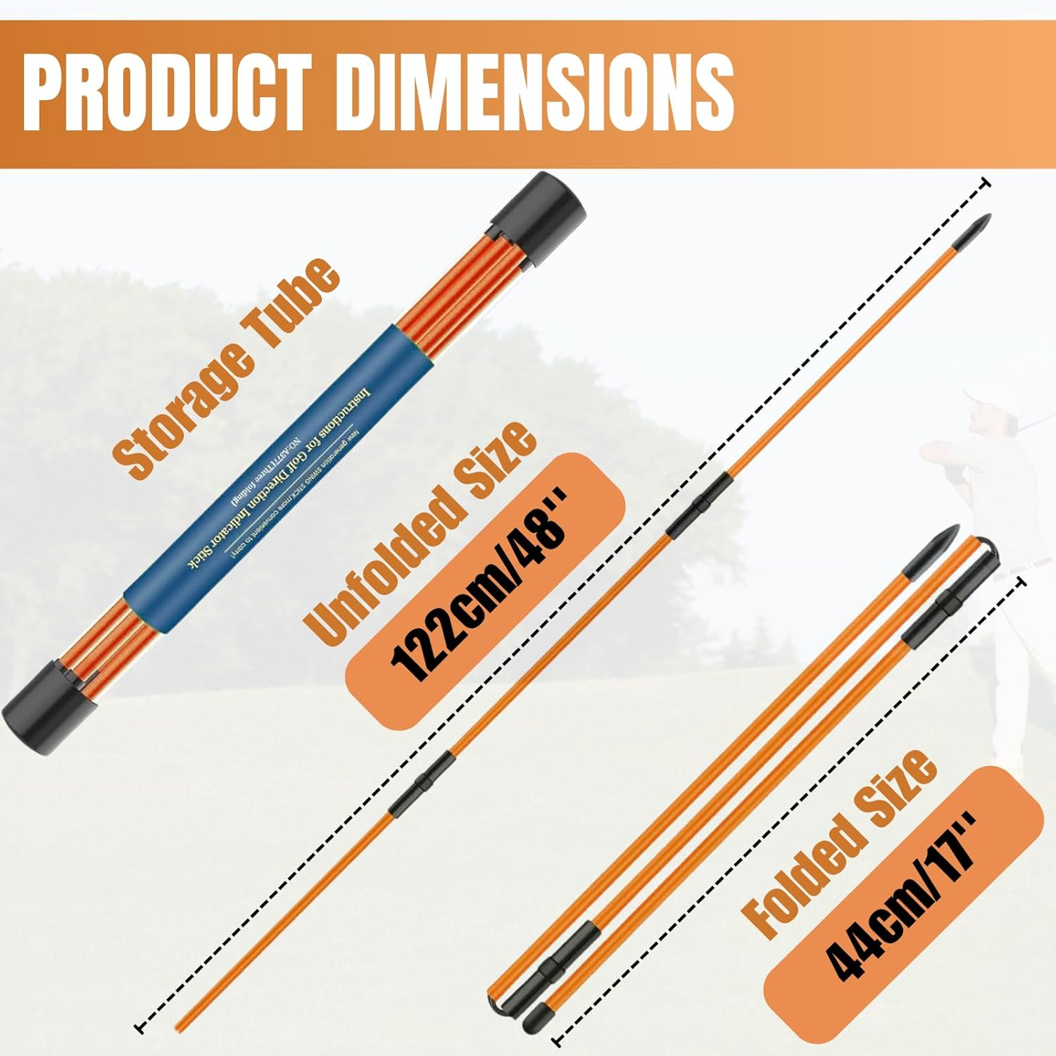 2 Pack Golf Alignment Sticks - Collapsible Golf Practice Rods for Aiming, Putting, Full Swing Trainer, Posture Corrector with Clear Tube Case, Golf Training Equipment image number 1