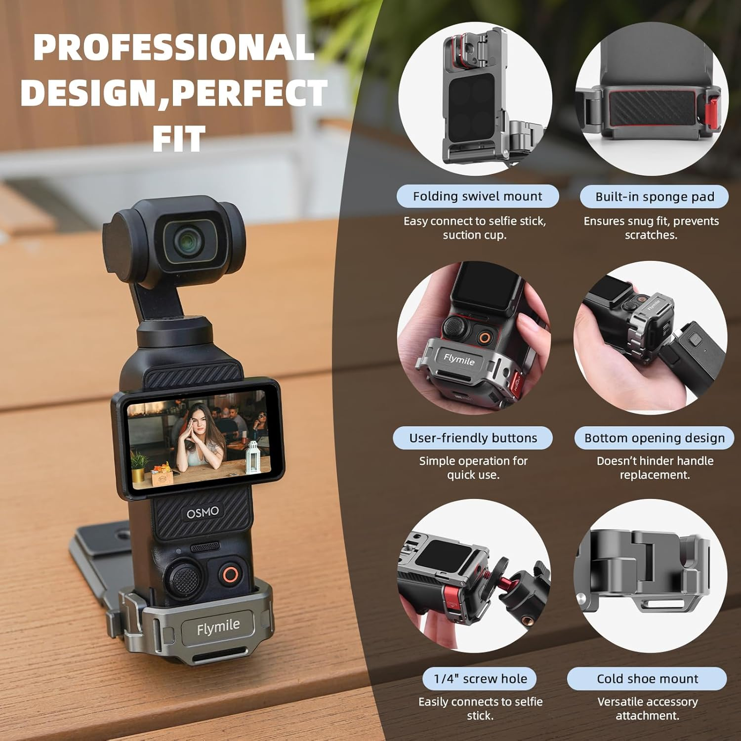 Flymile Pocket 3 Magnetic Mount, Magnet Expansion Adapter Holder with Cold Shoe on Iron Fence, Refrigerators Etc, Aluminum Alloy Mount Stand for DJI Osmo Pocket 3 Creator Combo Handle Accessories image number 3