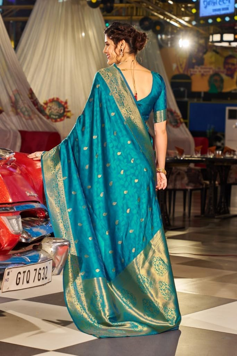 SWORNOF Womens Kanjivaram Banarasi Silk Saree Patola Saree image number 6