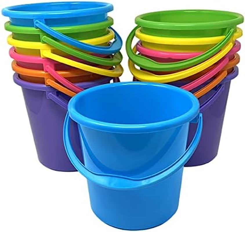 12 Pack Beach Pails Sand Buckets - Pails and Buckets for Kids - Beach Toys Use for Sand Molds & Castles - Buckets with Handles for Beach & Pool image number 6