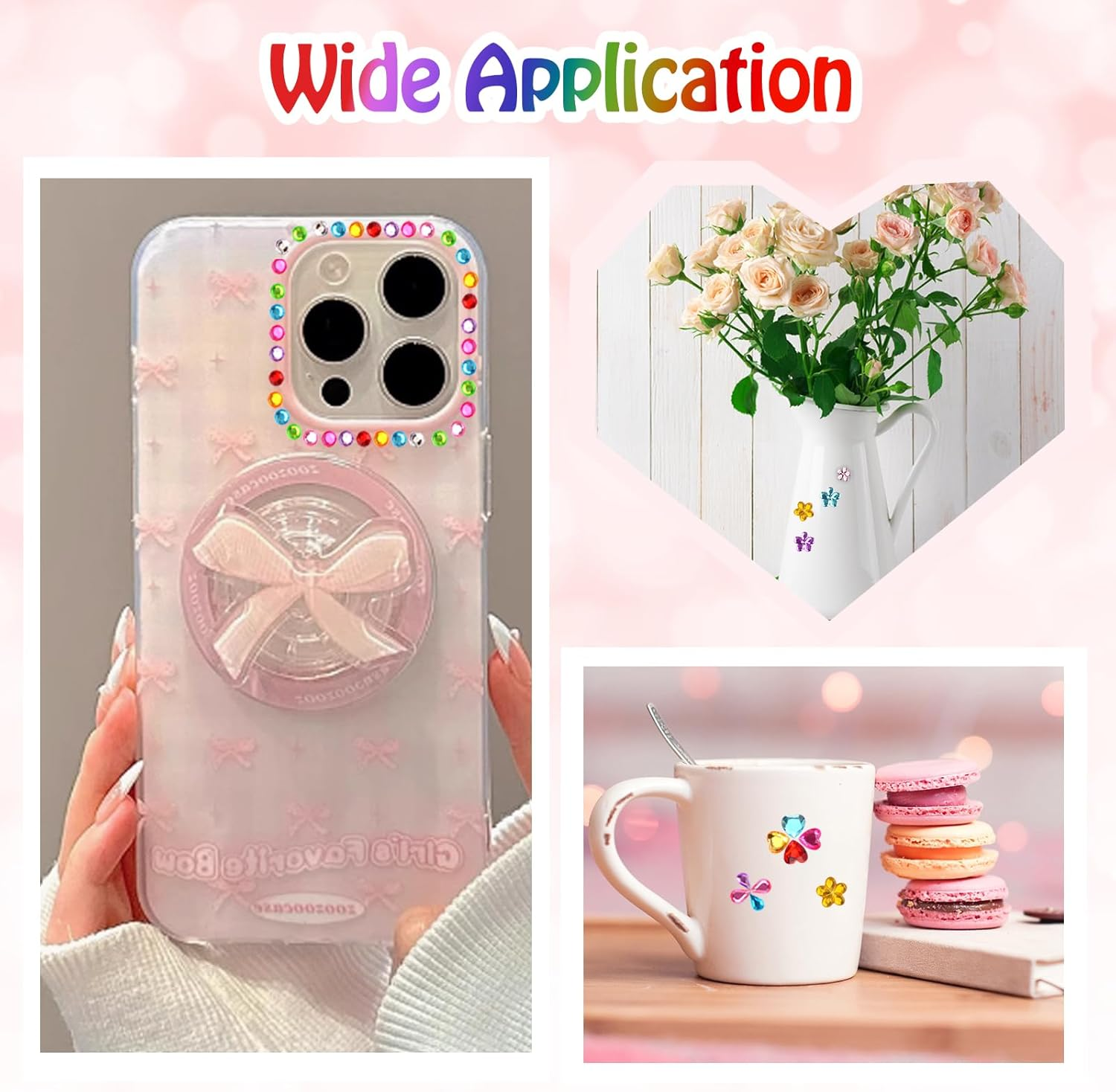 Pack of 3500 Self-Adhesive Glitter Stones, Colourful Acrylic Rhinestones, Self-Adhesive with Tweezers, Various Shapes Glitter Stones for Crafts, Glitter Stickers for Children, Photo Frame, Craft Items image number 3