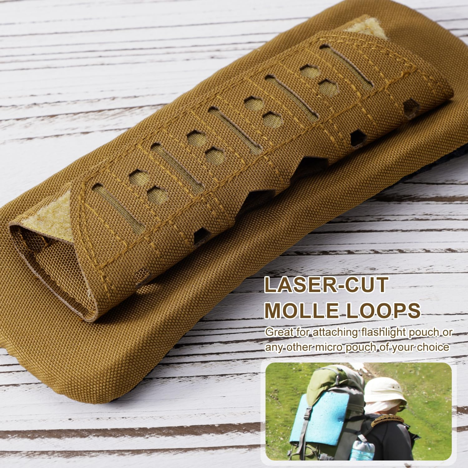 2Pcs Shoulder Strap Pads, 1000D Nylon Plate Carrier Shoulder Pads for Bag Strap Breathable Soft Shoulder Strap Cushion for Molle Vest Outdoor Backpack (Camel) image number 1