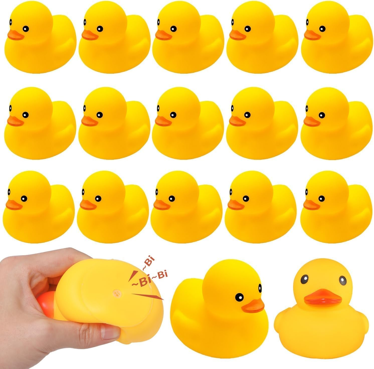Yellow Rubber Ducks Bath Toys 20Pack, Bathtub Floating Squeaky Duck Bulk Baby Preschool Bath Toy for Baby Shower Infants Kids Toddler Birthday Party Decoration Gift (2.1", 20Pcs