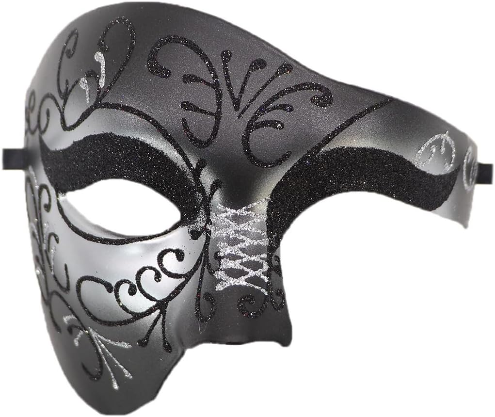 AIMALL Elegant Half Face Ghost Mask Series, European and American Style, Suitable for Halloween Carnival, Opera Ball and Nightclub Party - 7.87X5.91X1.18 Inches