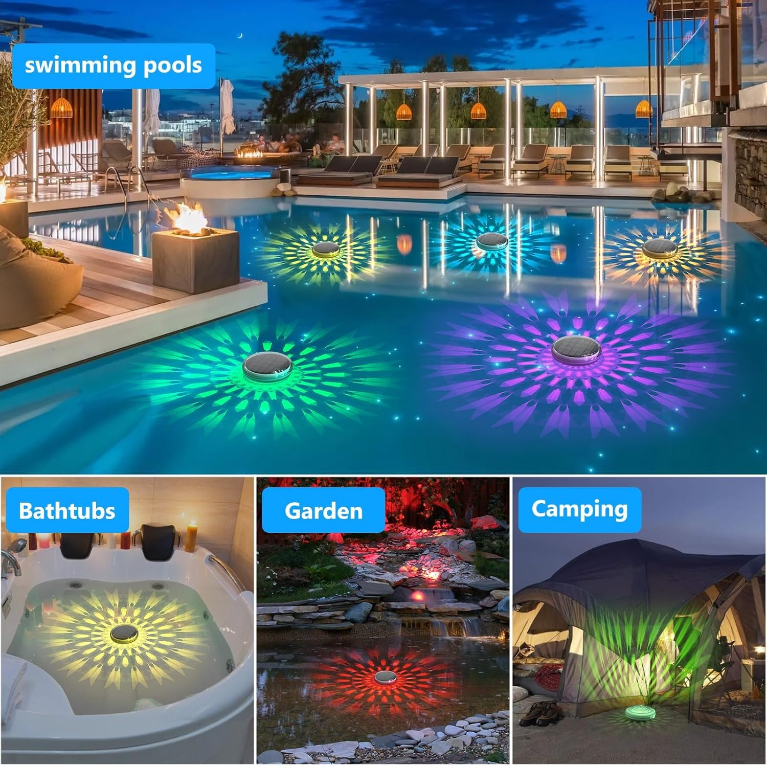 Solar Rechargeable Floating Pool Lights, 9 Colors Changing Led Pool Ball Light, Float or Hang in Pool Hot Tub Garden Backyard Pond Party Decorations, Inflatable IPX7 Wateproof