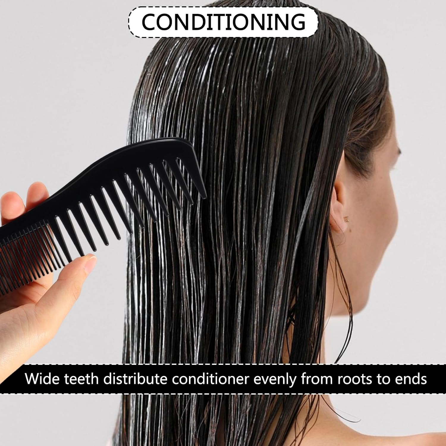 Detangling Hair Comb for Women Double Tooth Hair Comb with Wide and Fine Teeth Shower Combs for Wet Curly Hair Style Hair Care Comb Barber Comb for Thin Thick Curly Straight Hair for Women Men image number 2