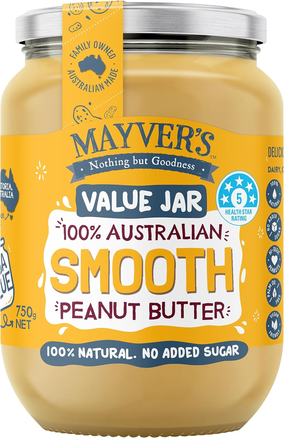Mayver'S Smooth Peanut Butter 750 G image number 3