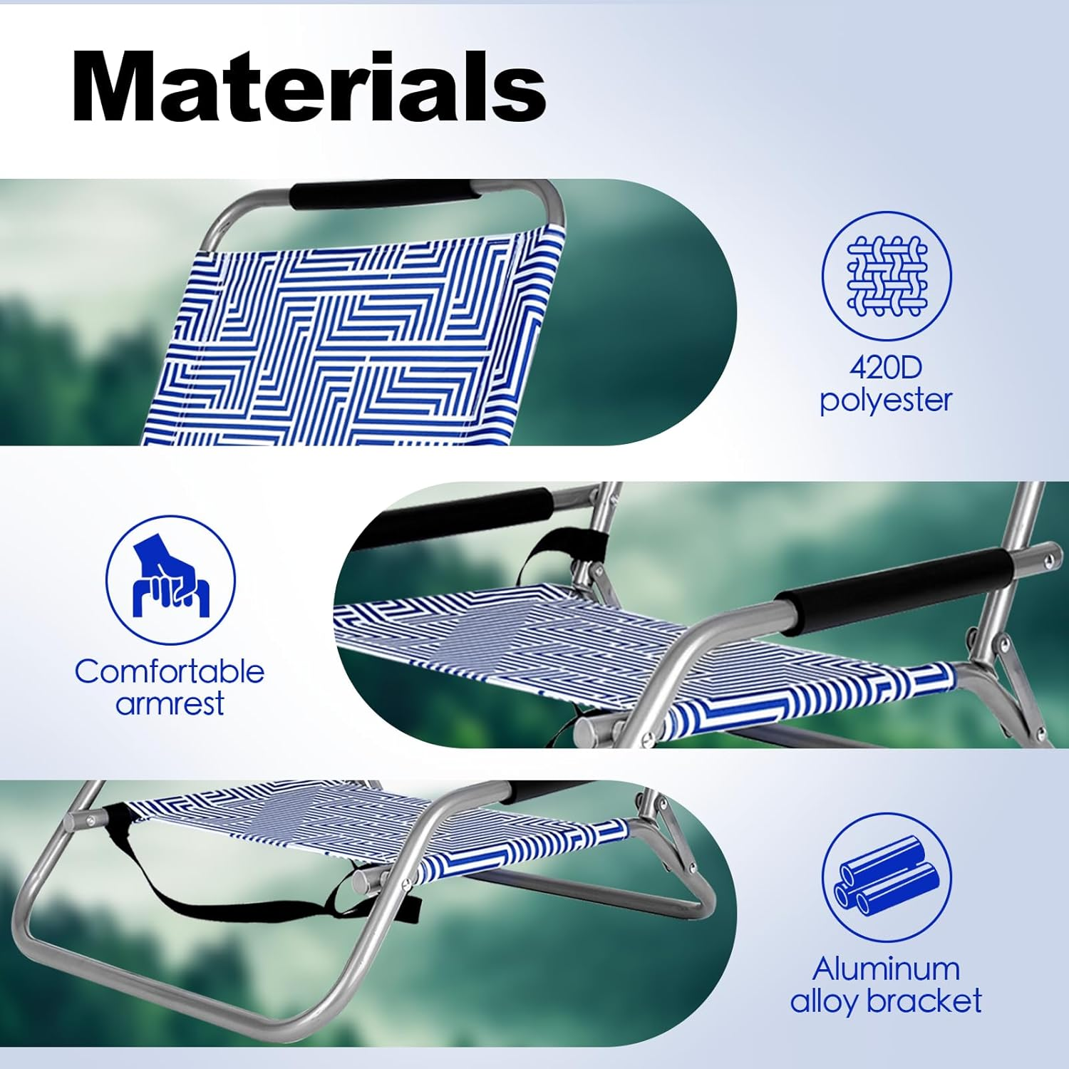 Felic Folding Backpack Beach Chair Set of 2 - Foldable Beach Chairs Outdoor Chairs for Adults, Perfect Camping Chairs Lawn Chairs for Outdoor Adventures, 100KG Capacity image number 2