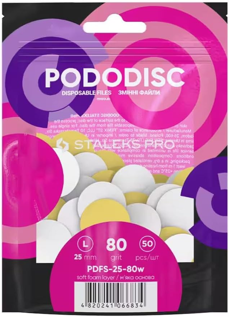Pododisc Staleks Pro L 80 Grit White Pedicure File Pads Refill Pack of 50 image number 2