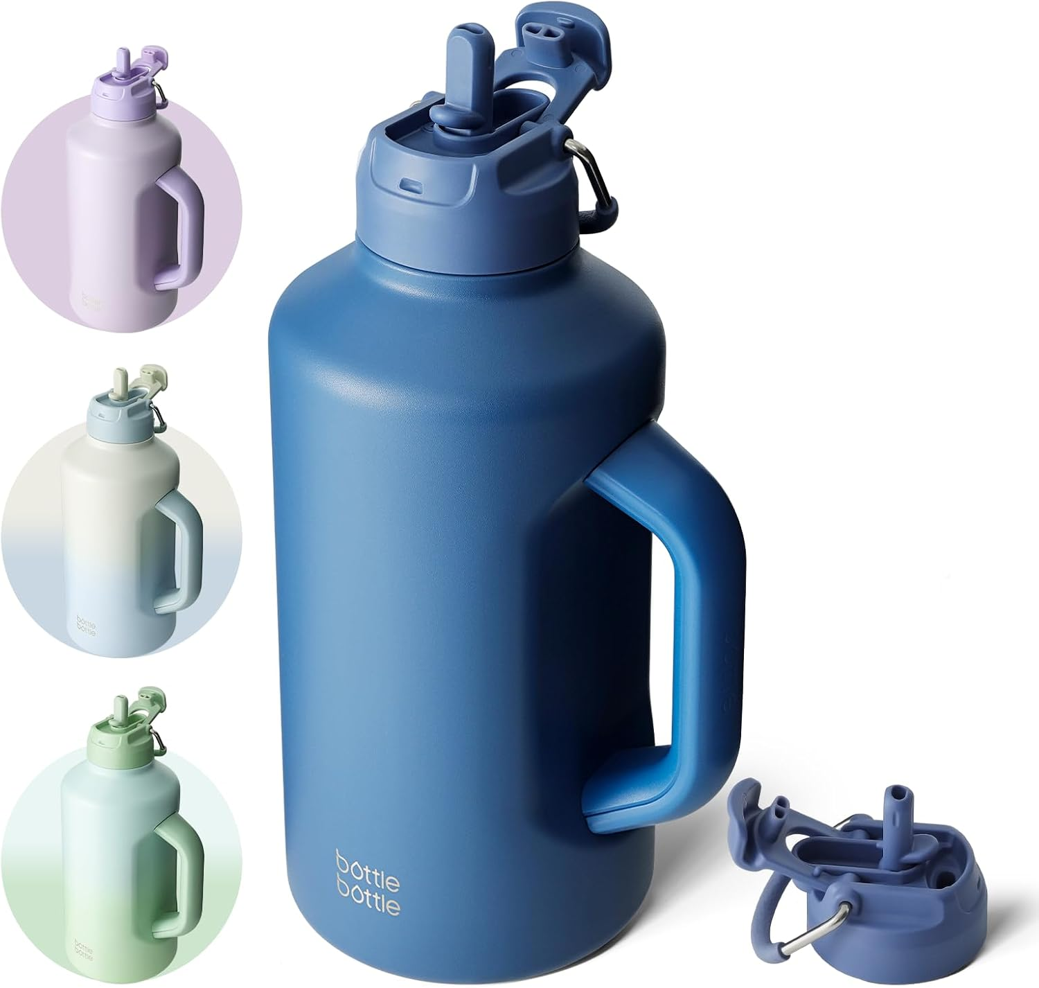 Bottle Bottle Insulated Water Bottle 64 Oz with Straw and Dual-Use Lid Stainless Steel Water Bottle with Handle Vacuum Stainless Steel Jug for Workout and Sports Pink Gradient