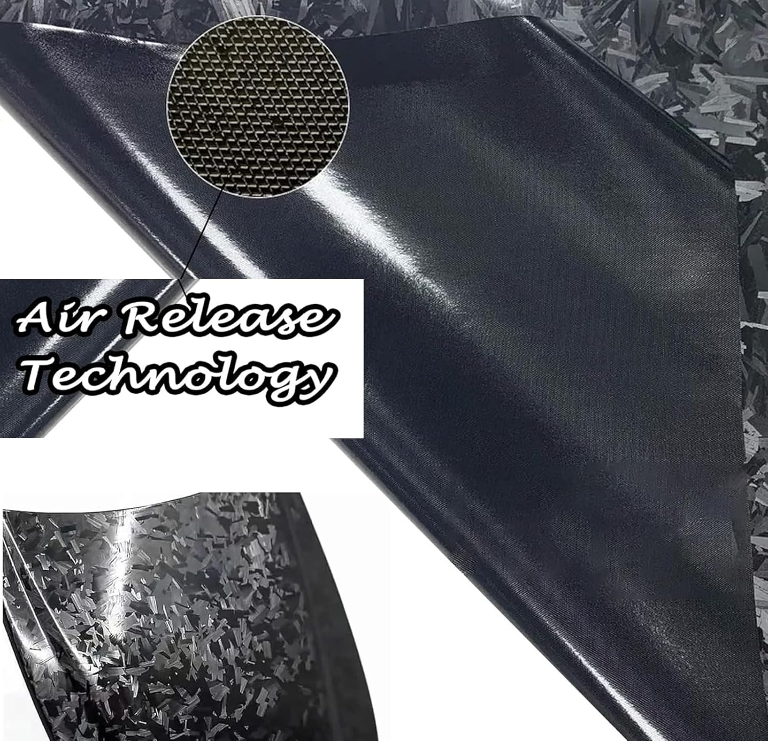 Black Forged Carbon Fiber Vinyl Wrap Roll, Black Car Wrap Vinyl with Bubble Free Air Release Auto DIY Decal Vehicle Motorcycle Self Adhesive Sticker (Black Forged Carbon, 1Ft X 10Ft) image number 5