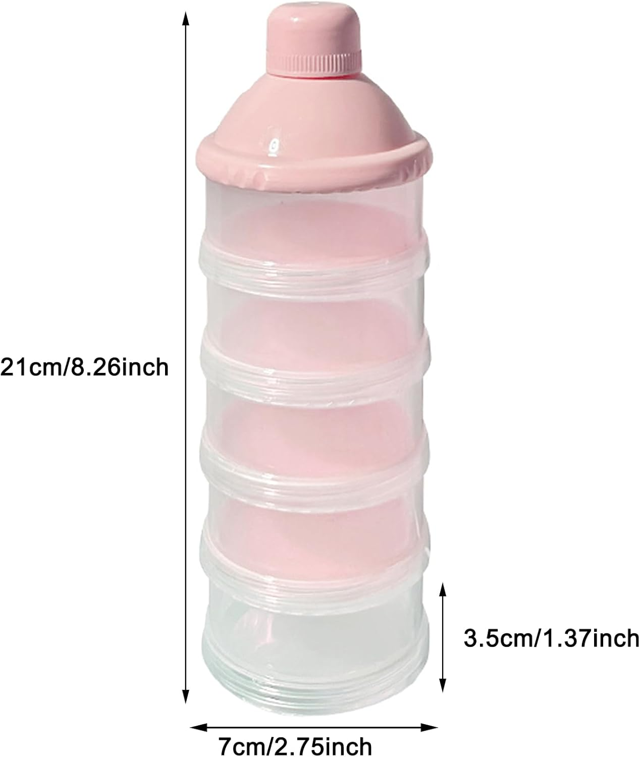 2 PCS 5 Layers Baby Milk Powder Dispenser, Milk Powder Pots, Formula Dispenser Portable Milk Powder Formula Dispenser Container Pot Box Milk Cans Snack Storage Box for Travel(Light Pink+ Light Pink) image number 5