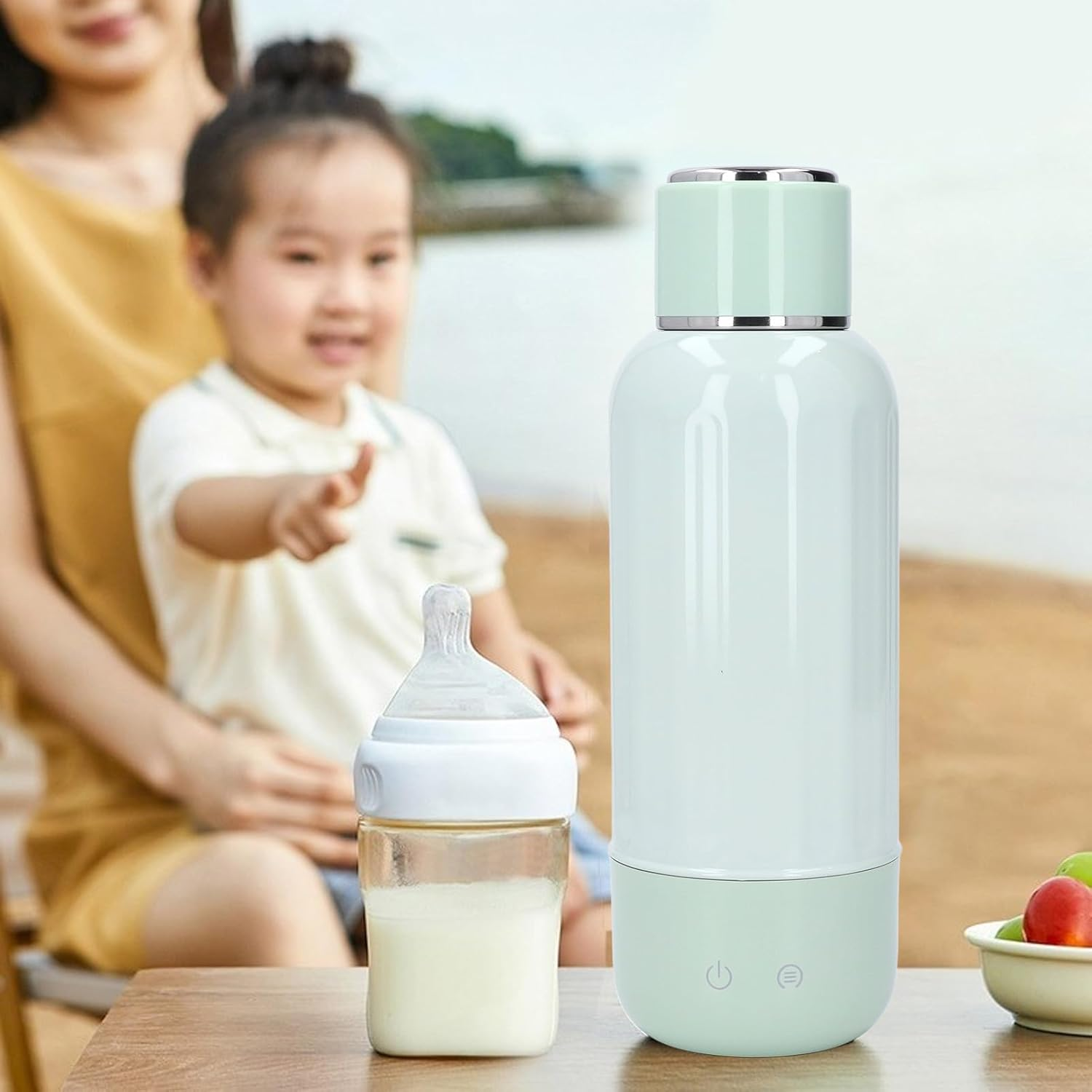 Portable Bottle Warmer for Travel, Milk Warmer with Cordless Fast Heating & 316 Stainless Steel for Breast Milk, Water, Travel Electric Kettle Water Boiler for Vehicle, Car image number 2