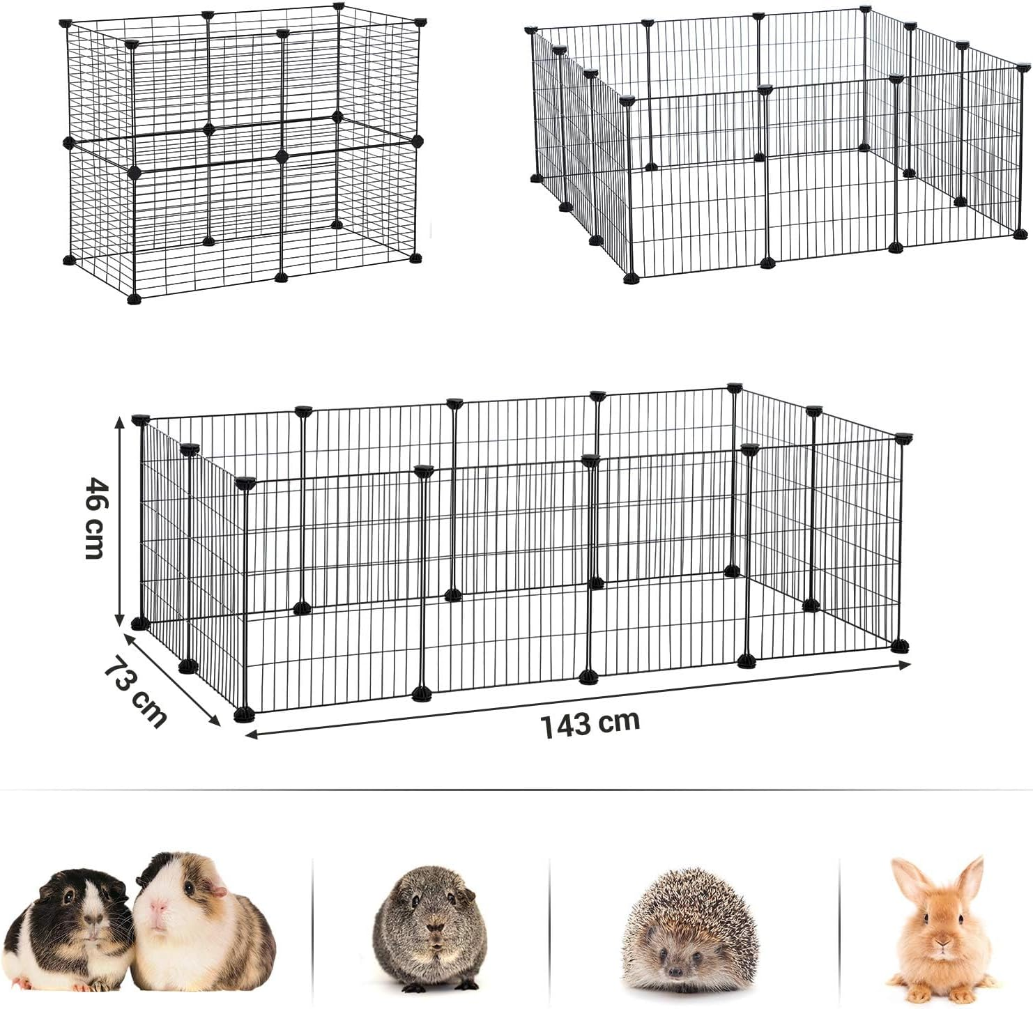Slowton Pet Playpen - Small Animal Pen, Encrypted Wire Mesh Cages12 Panels Indoor/Outdoor DIY Metal Pet Fence for Puppy, Metal Wire Yard Fence Ties for Rabbit, Hamsters, Hedgehogs, Kitten, Guinea Pig image number 2
