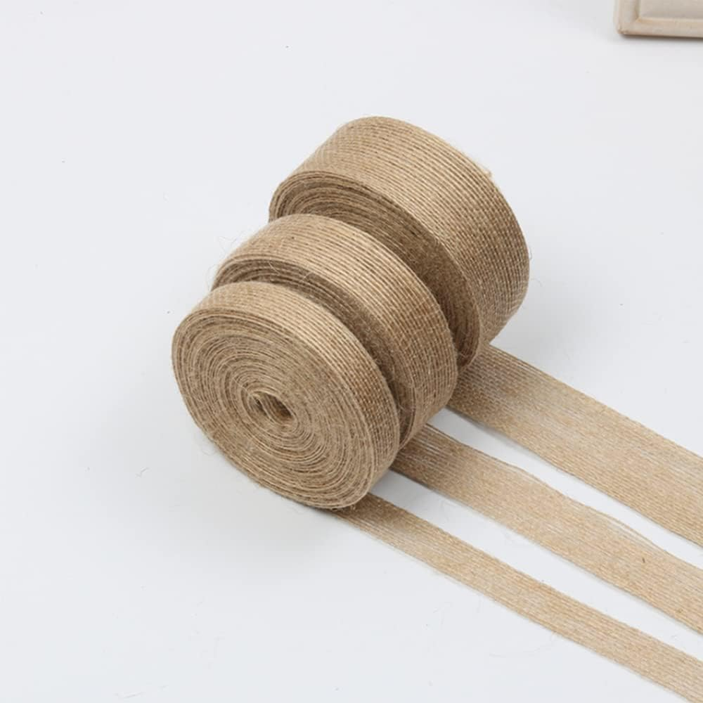 Tophomer 3 Rolls Jute Craft Ribbon Burlap Ribbons for Gift Wrapping,0.6Cm / 1Cm / 1.5Cm / 2Cm / 2.5Cm / 3Cm Natural Rustic Hessian Ribbon for Arts Crafts Homemade DIY Projects, Event Decorations image number 6