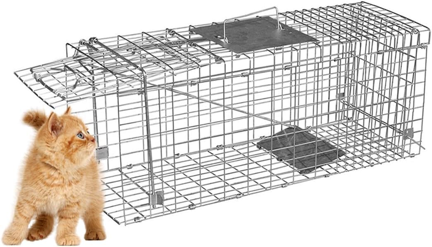 Extra Large Animal Trap Cage,Humane Live Catcher,Reusable Mice Trap Live Cage,Possum Fox Rabbit Rat Cat for Indoor and Outdoor Use (61X18X21Cm)