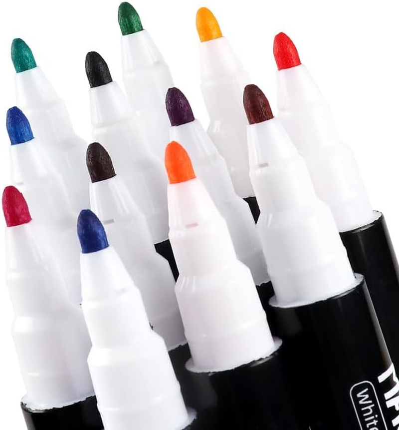 Chalk Markers 12 Count Colorful Fine Tip Dry Erase Markers with Eraser Drawing Markers Magnetic Whiteboard Markers 1-2Mm Bullet Tip for Chalkboard Erasable Chalkboard Pens Menu Board image number 1