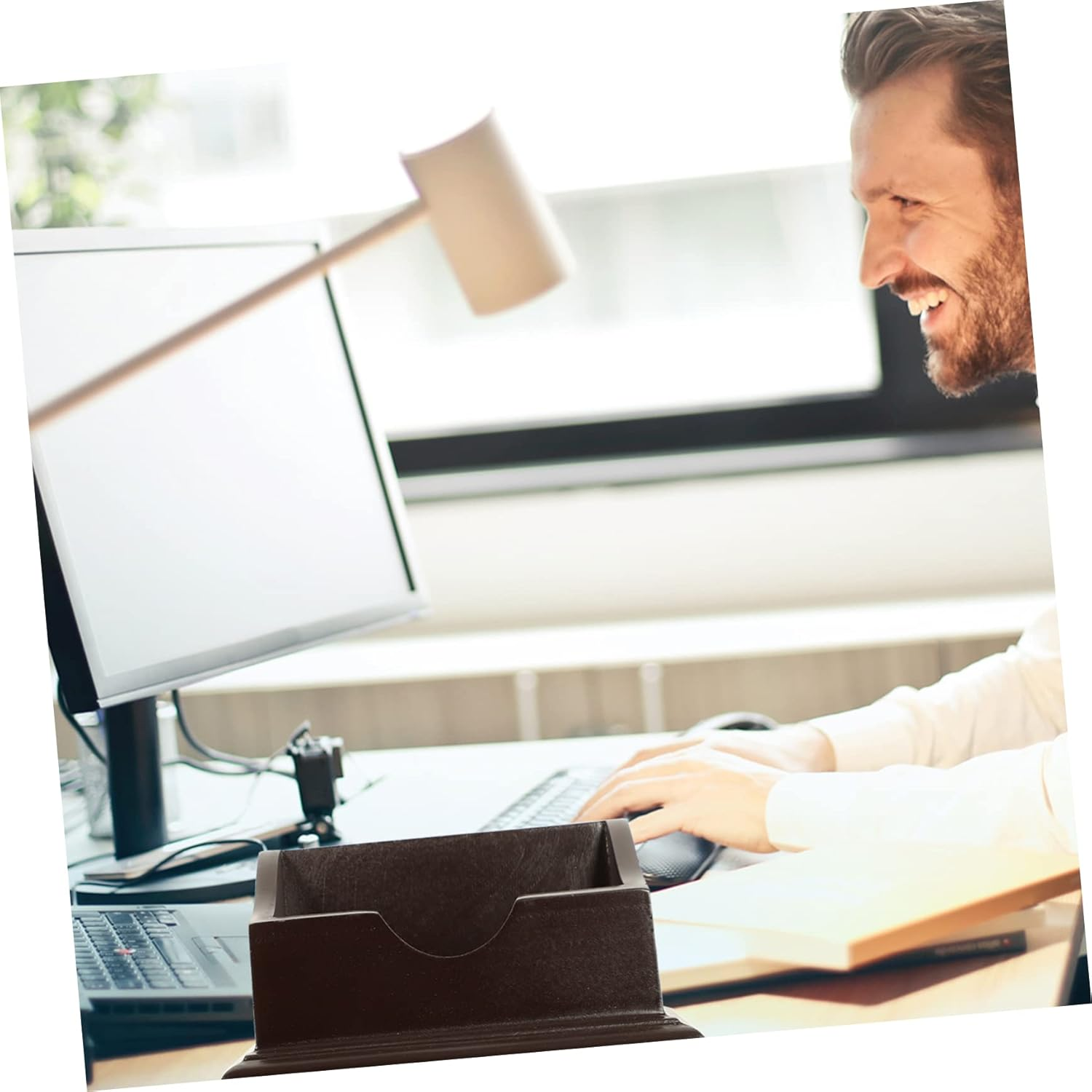 STOBOK 2Pcs Business Card Holder Multi-Grid Cards Storage Container Office Supply Desk Accessories