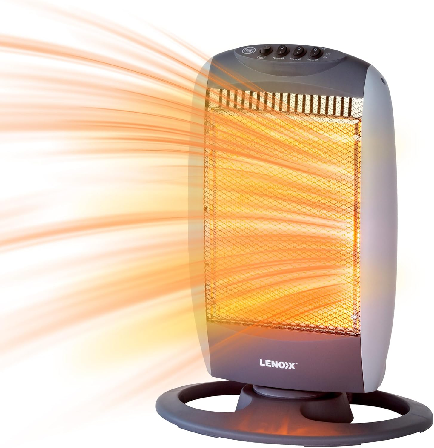 Lenoxx 1200W Halogen Heater: 3 Heat Settings, Wide Angle Oscillation, Tip-Over Protection, 3 Separate Halogen Tubes, Built-In Carry Handle, Household Essentials - Grey image number 5