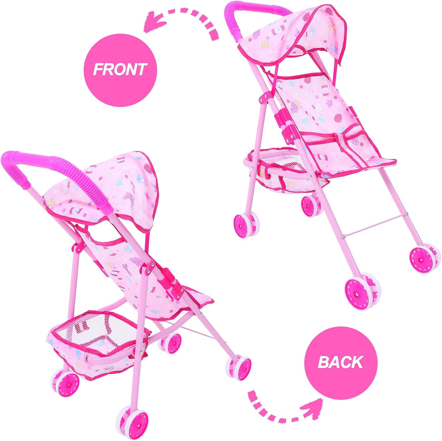 Alasum Baby Doll Stroller Play Toy Doll Stroller Push Pram Baby Carriage for S Toddlers Girls Toys for Girls Pram Childs Play image number 1