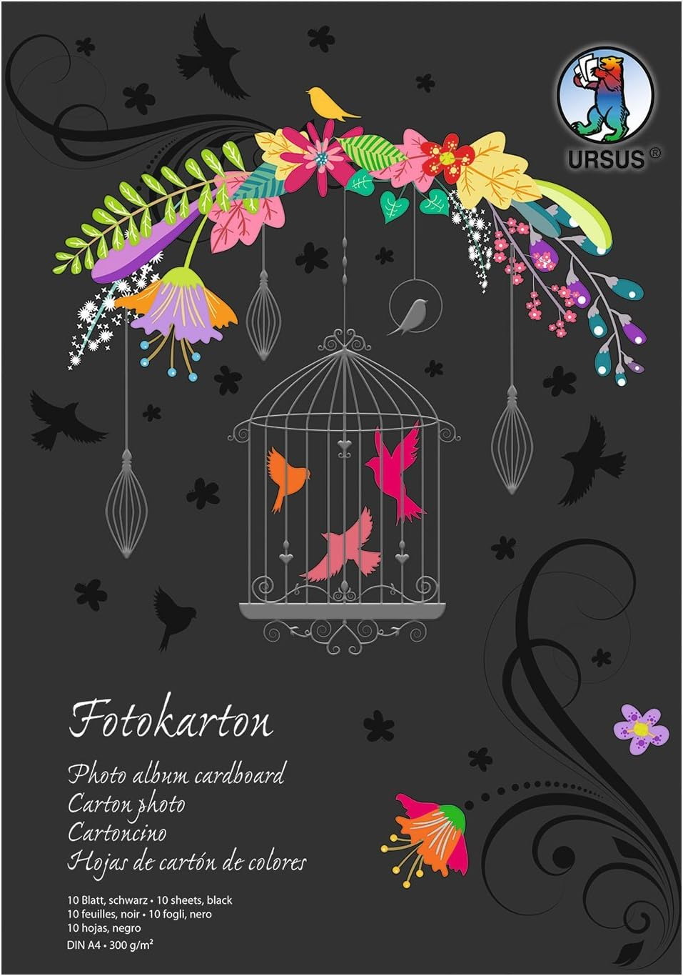 Ursus 2134690SE - Coloured Drawing Paper, Black, DIN A4, 130 G/M&sup2;, 20 Sheets of Fresh Cellulose, Wood and Chlorine-Free, Ideal Base for Creative Crafts image number 3