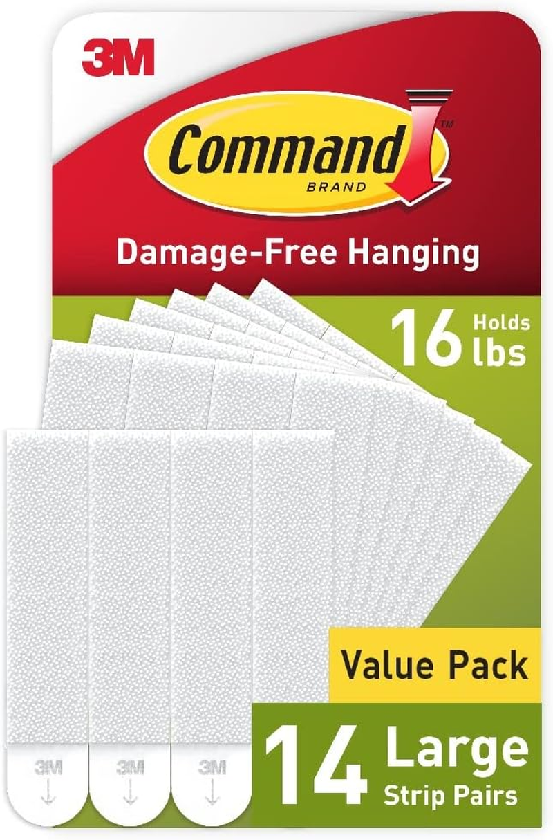 Command Medium & Large Refill Strips, White, 36-Strips - Easy to Open Packaging, Holds up to 7.2 Kg, 14-Pairs, Damage-Free Hanging, No Tools Required, Strong & Versatile, Multi Surface Compatibility