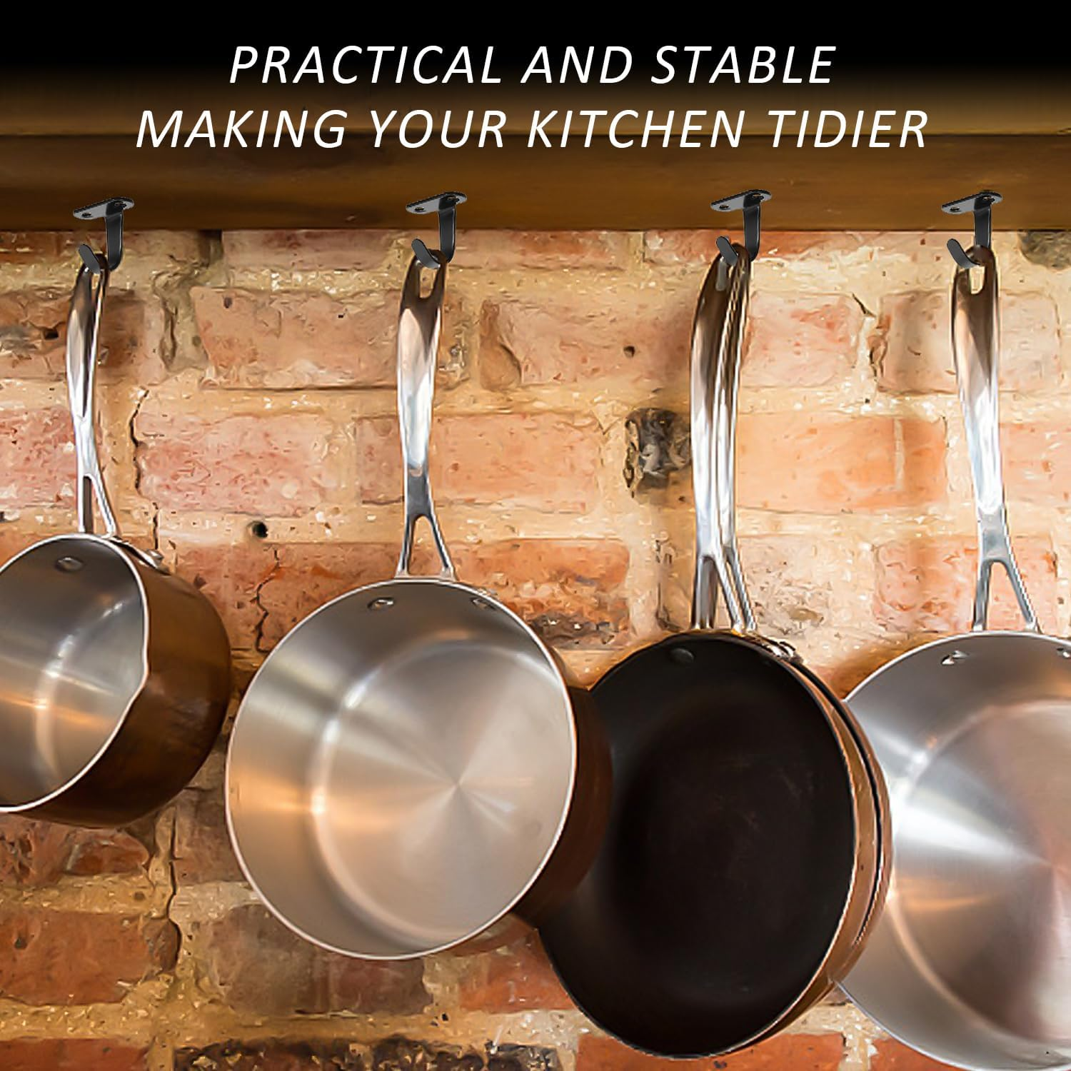 KRYMSON Pack of 10 Ceiling Hooks with 1 Storage Bag, Threaded Hooks, Wall Screw Hooks, Stainless Steel Ceiling Hooks, Ceiling Hooks for Kitchen, Bathroom, for Hanging Keys, Towels image number 1