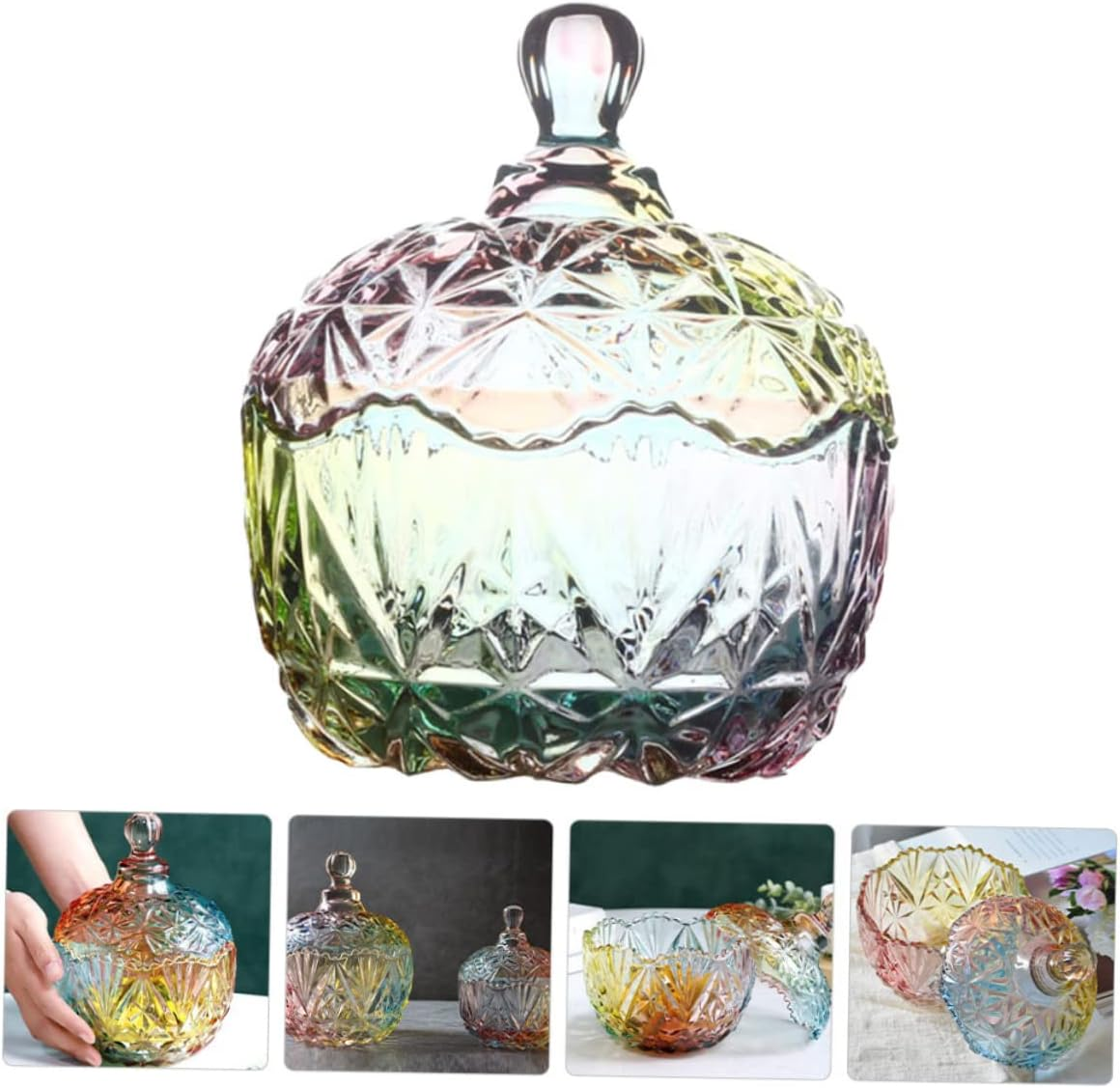 NAMOARLY Elegant Glass Candy Jars Storage Canister Candy Jar Lid Snack Holder Home Kitchen image number 4